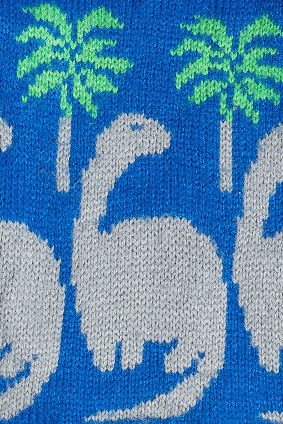 Vintage Kid's Dinosaur Knit Boatneck Sweater (1980s)