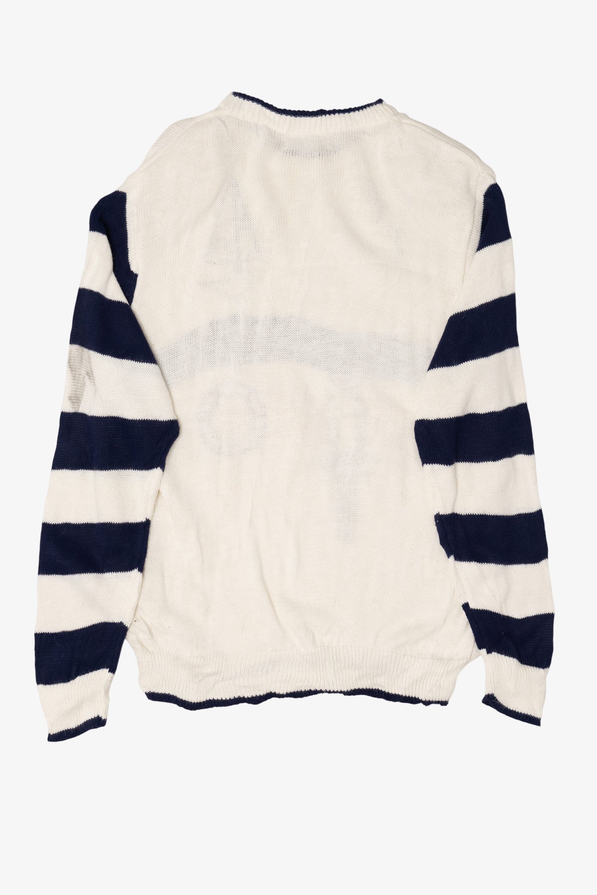 Vintage Nautical Alfred Dunner Sailboat Striped Sleeve Sweater (1980s)