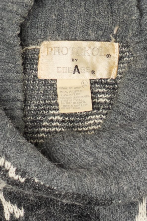 Vintage Gray Floral Protokol Sweater (1980s)