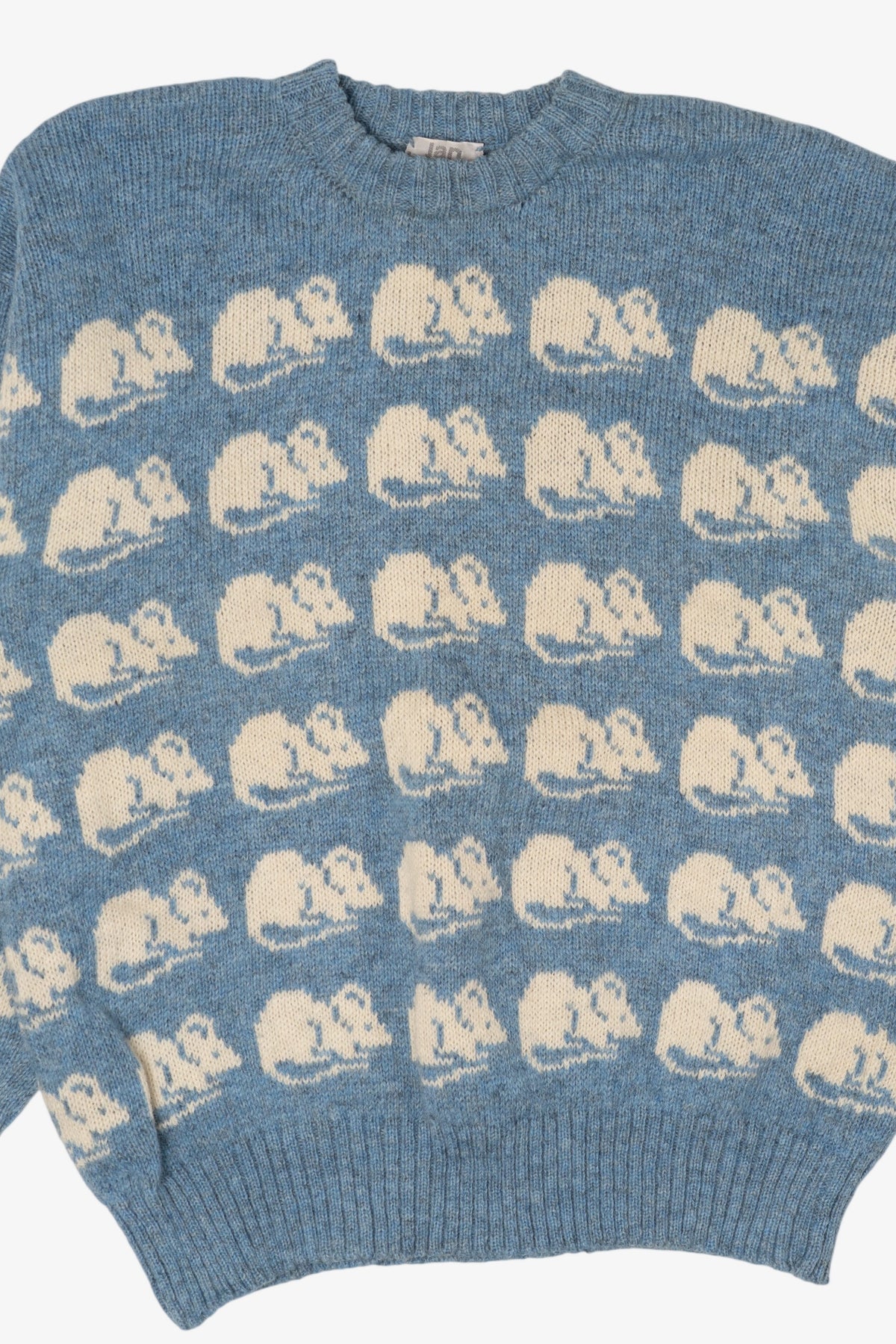 Vintage Blue Mouse Patterned Jan Horrox Sweater (1980s)