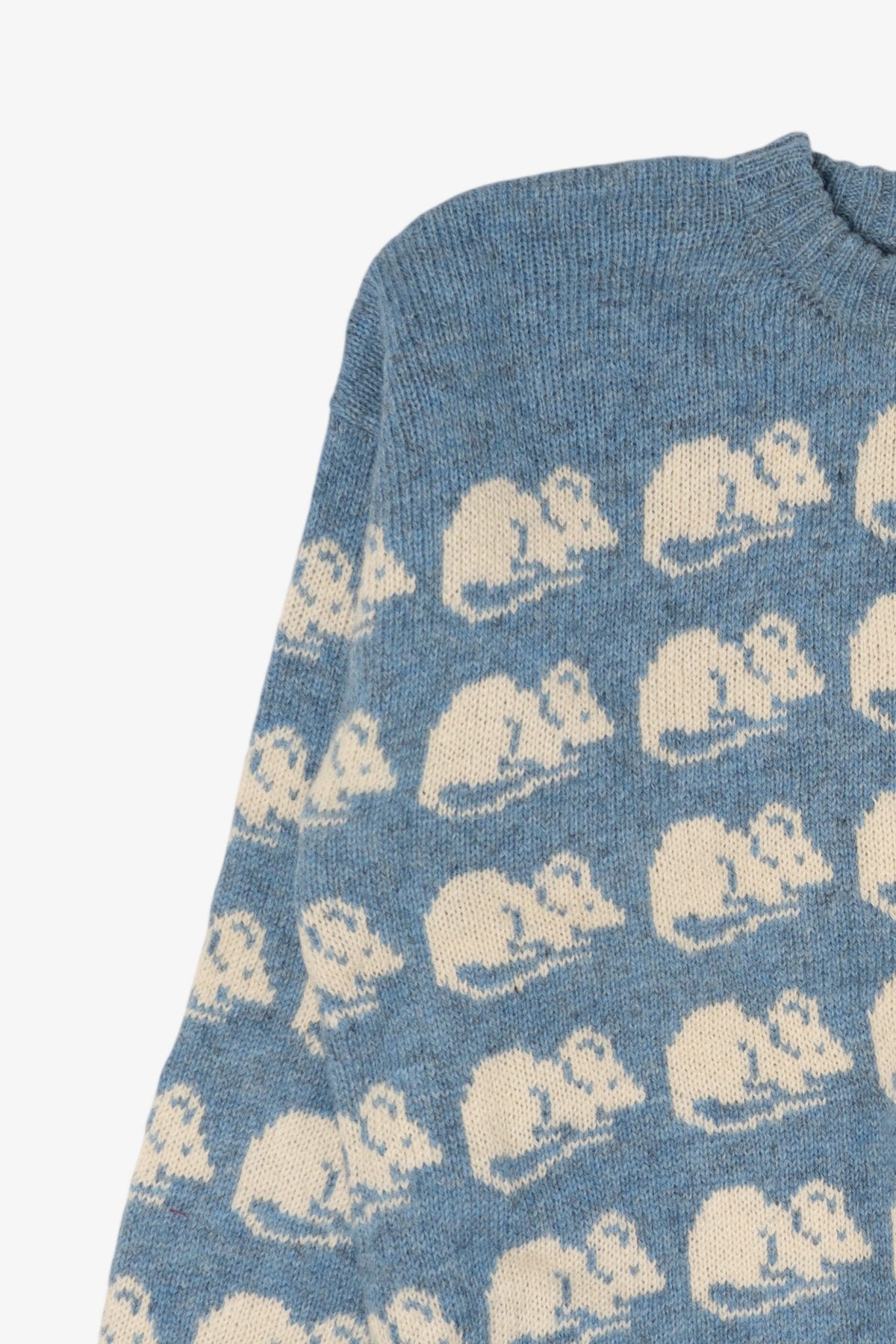 Vintage Blue Mouse Patterned Jan Horrox Sweater (1980s)