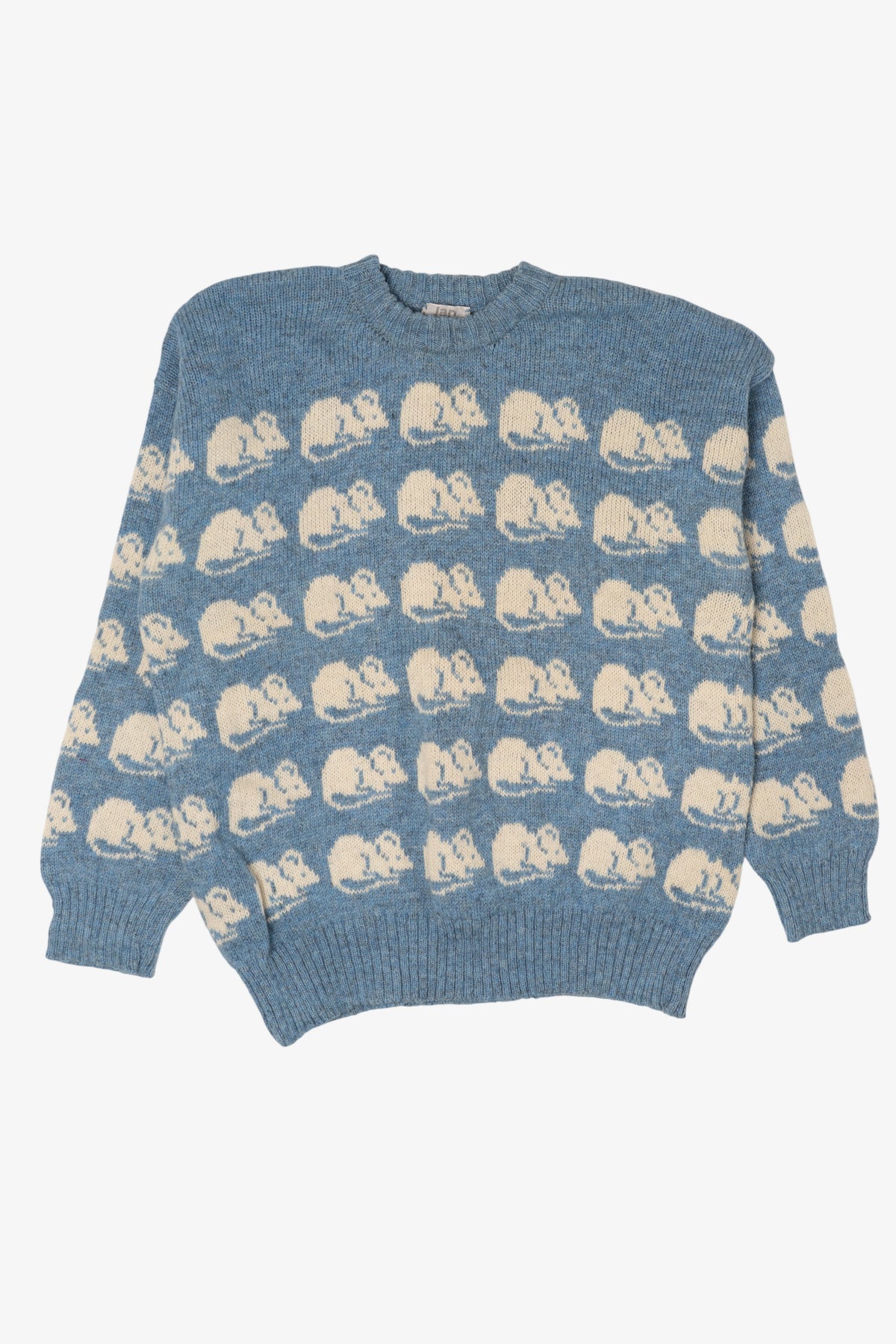 Vintage Blue Mouse Patterned Jan Horrox Sweater (1980s)