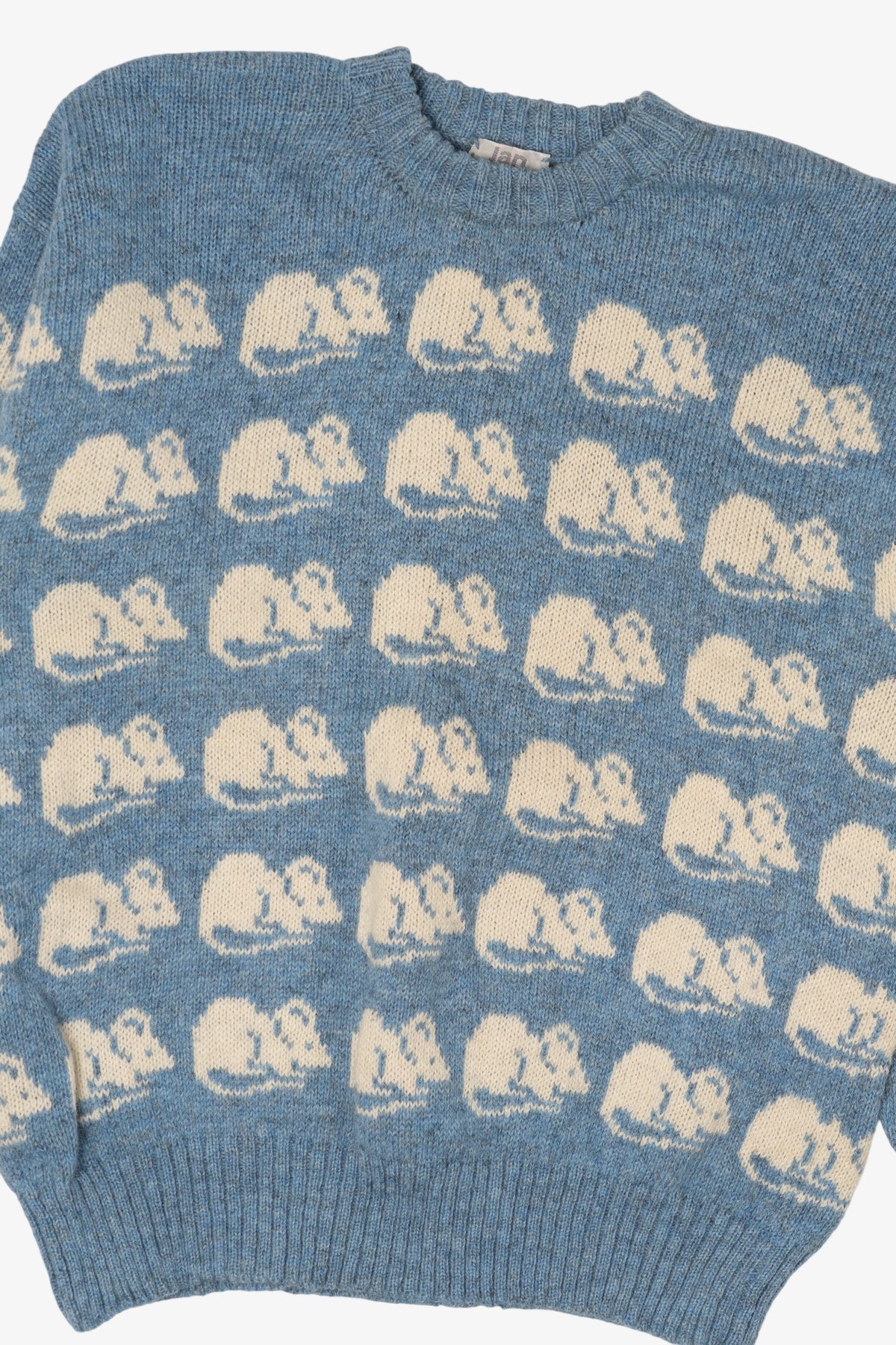 Vintage Blue Mouse Patterned Jan Horrox Sweater (1980s)
