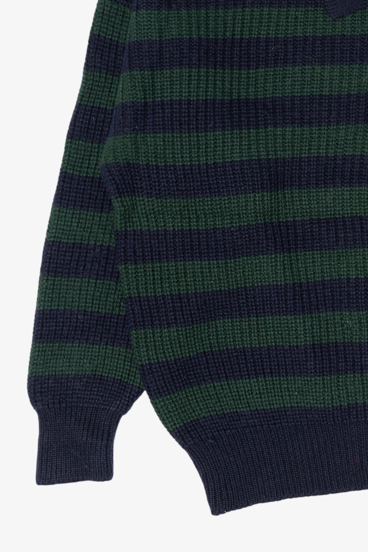 Vintage Navy Blue Striped Fanucci Polo Sweater (1990s)
