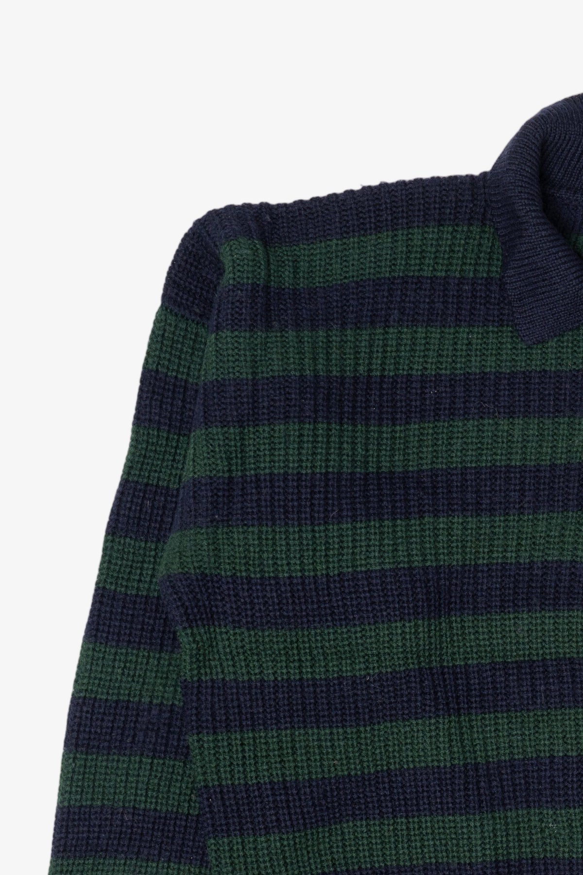 Vintage Navy Blue Striped Fanucci Polo Sweater (1990s)
