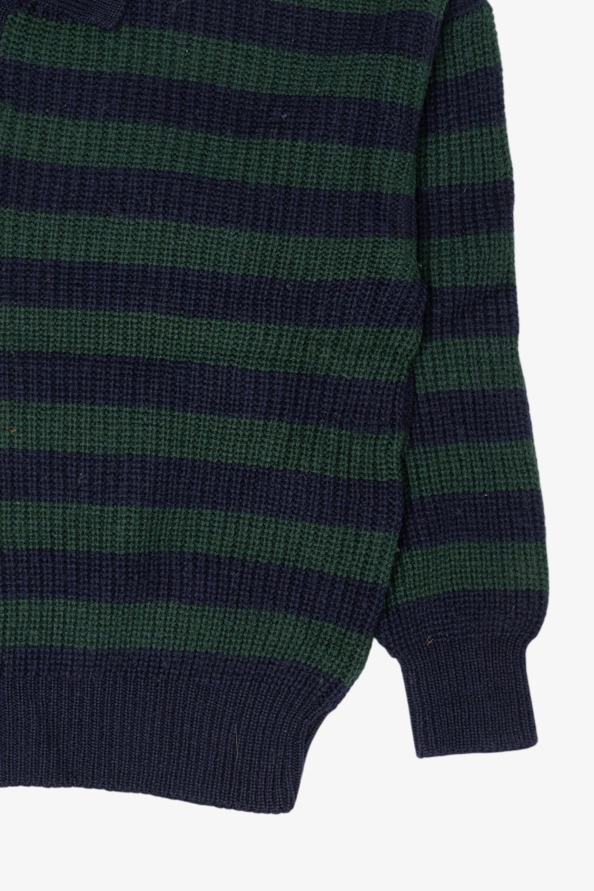 Vintage Navy Blue Striped Fanucci Polo Sweater (1990s)
