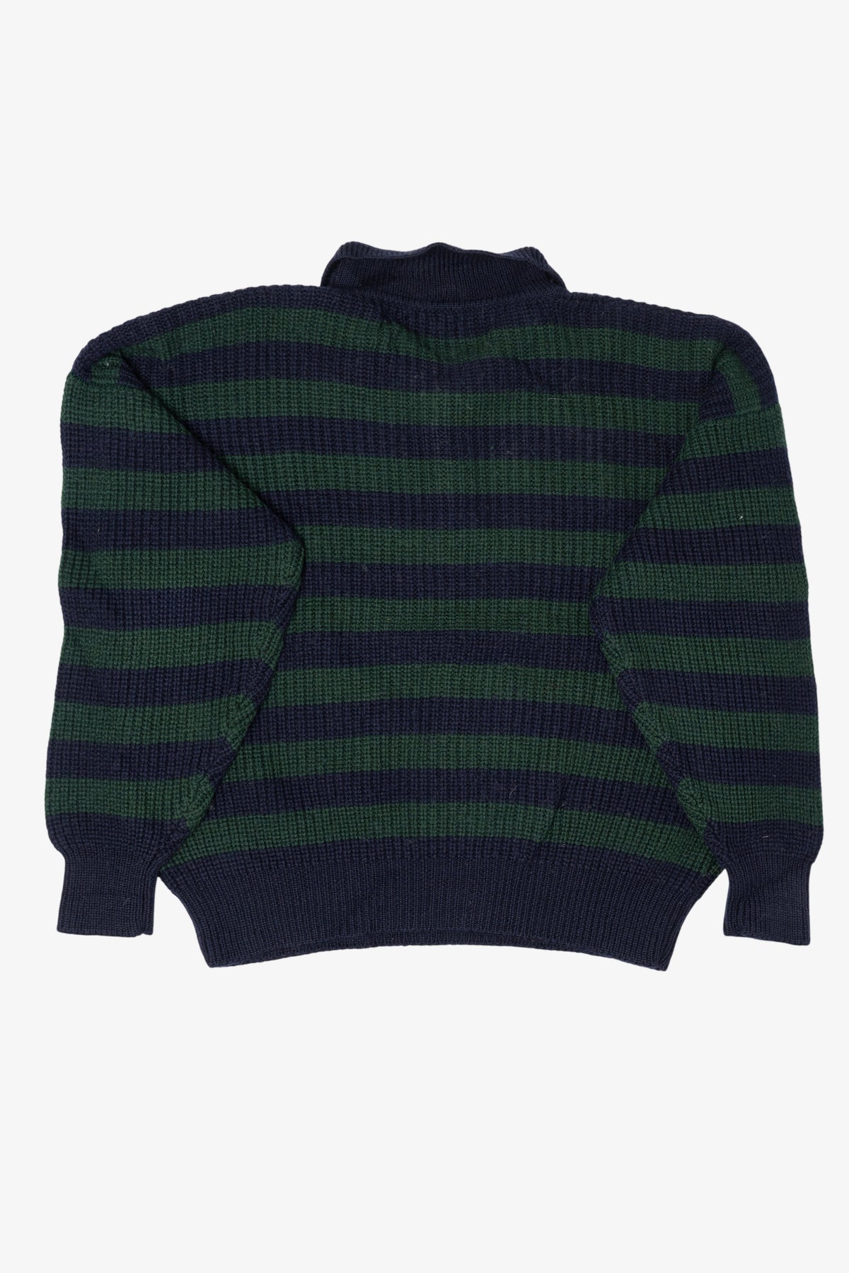 Vintage Navy Blue Striped Fanucci Polo Sweater (1990s)