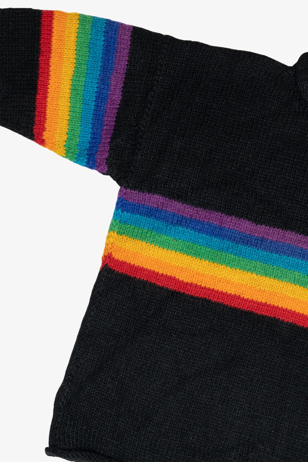 Vintage Black Rainbow Stripe Rolled Hem Sweater (1990s)
