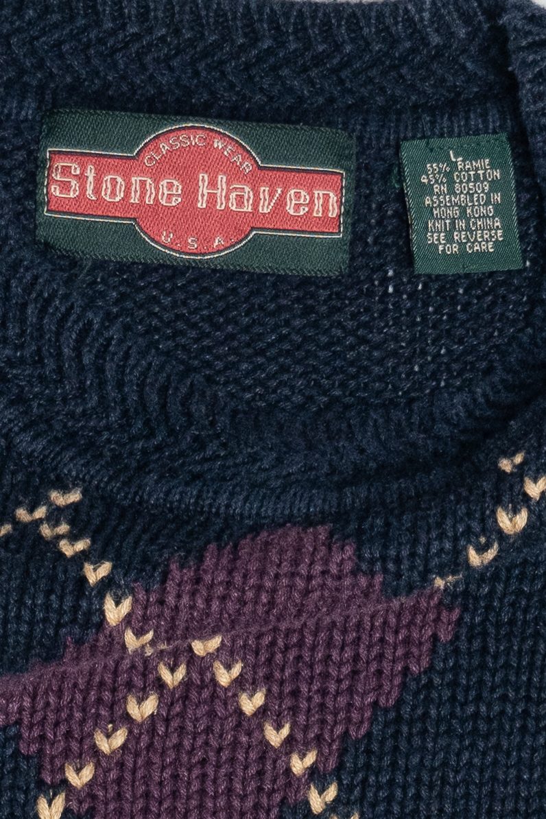 Vintage Stone Haven Argyle Sweater (1990s)
