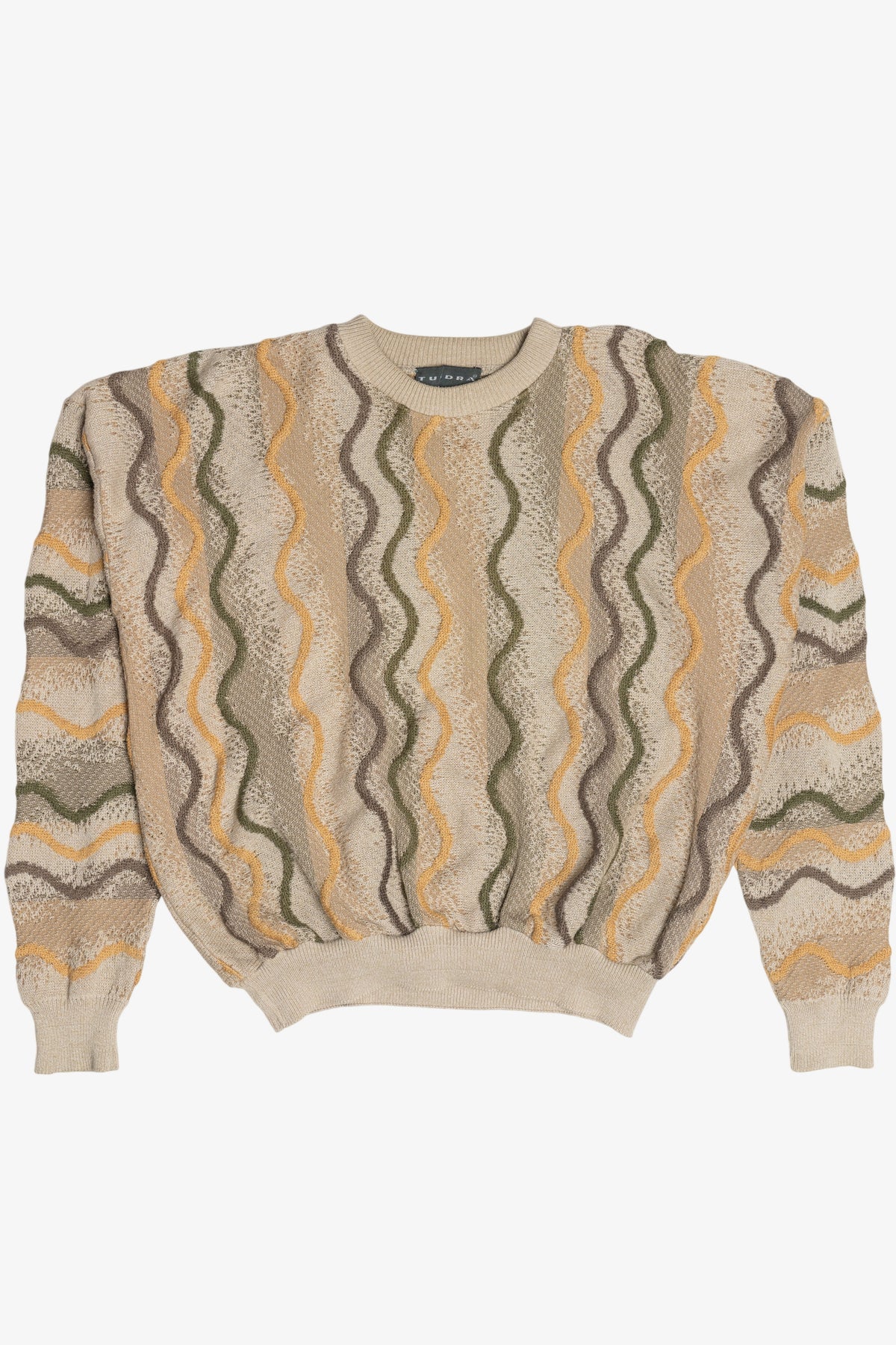 Vintage Tundra Wavy Coogi-Style 3D Knit Sweater (1980s)