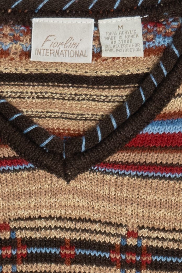 Vintage Fiorlini International Southwestern V-Neck Sweater (1990s)
