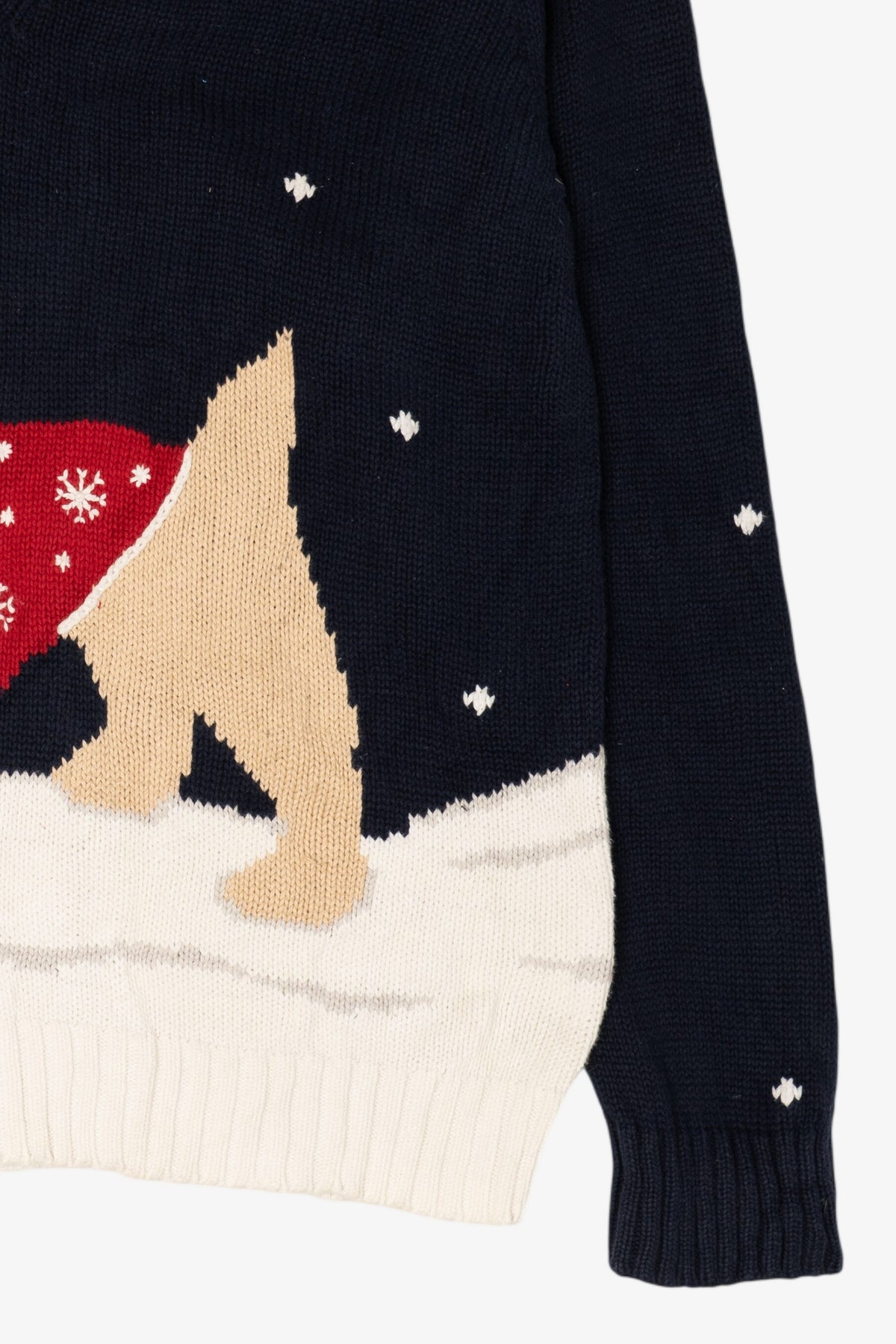 Vintage Navy Blue Liz Claiborne Scottie Dog In Snow Sweater (1990s)