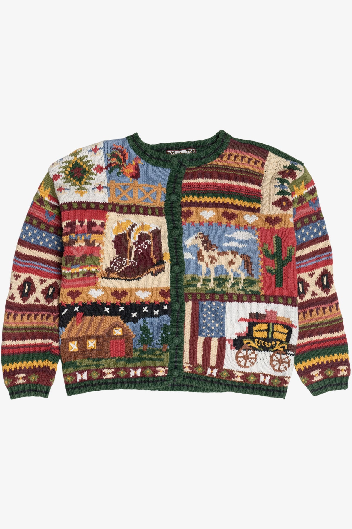 Vintage Southwest Ranch Cowgirl Motif Sweater (1990s)