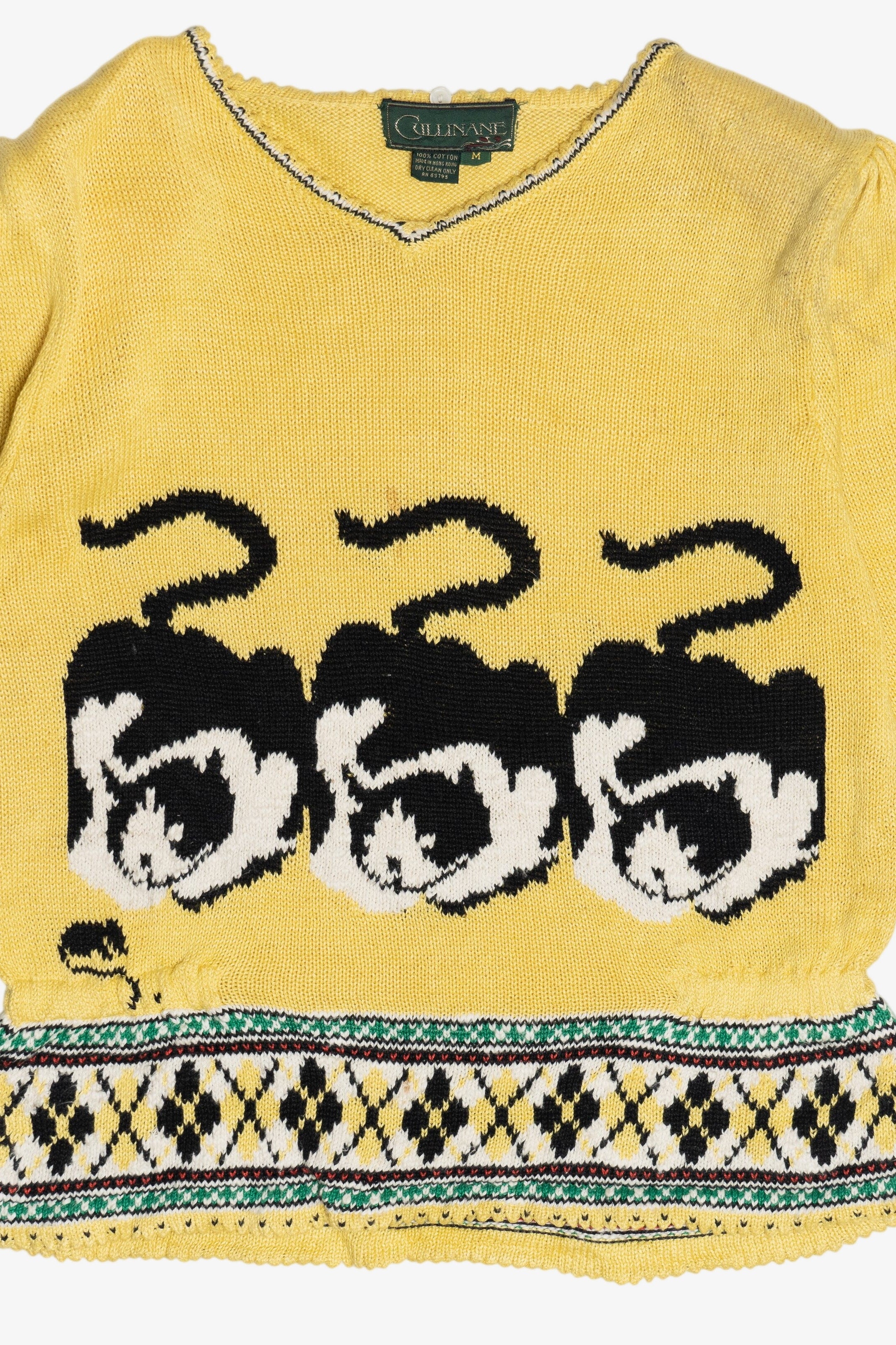 Vintage Cats And Mouse Puff Sleeve Graphic Sweater (1980s)