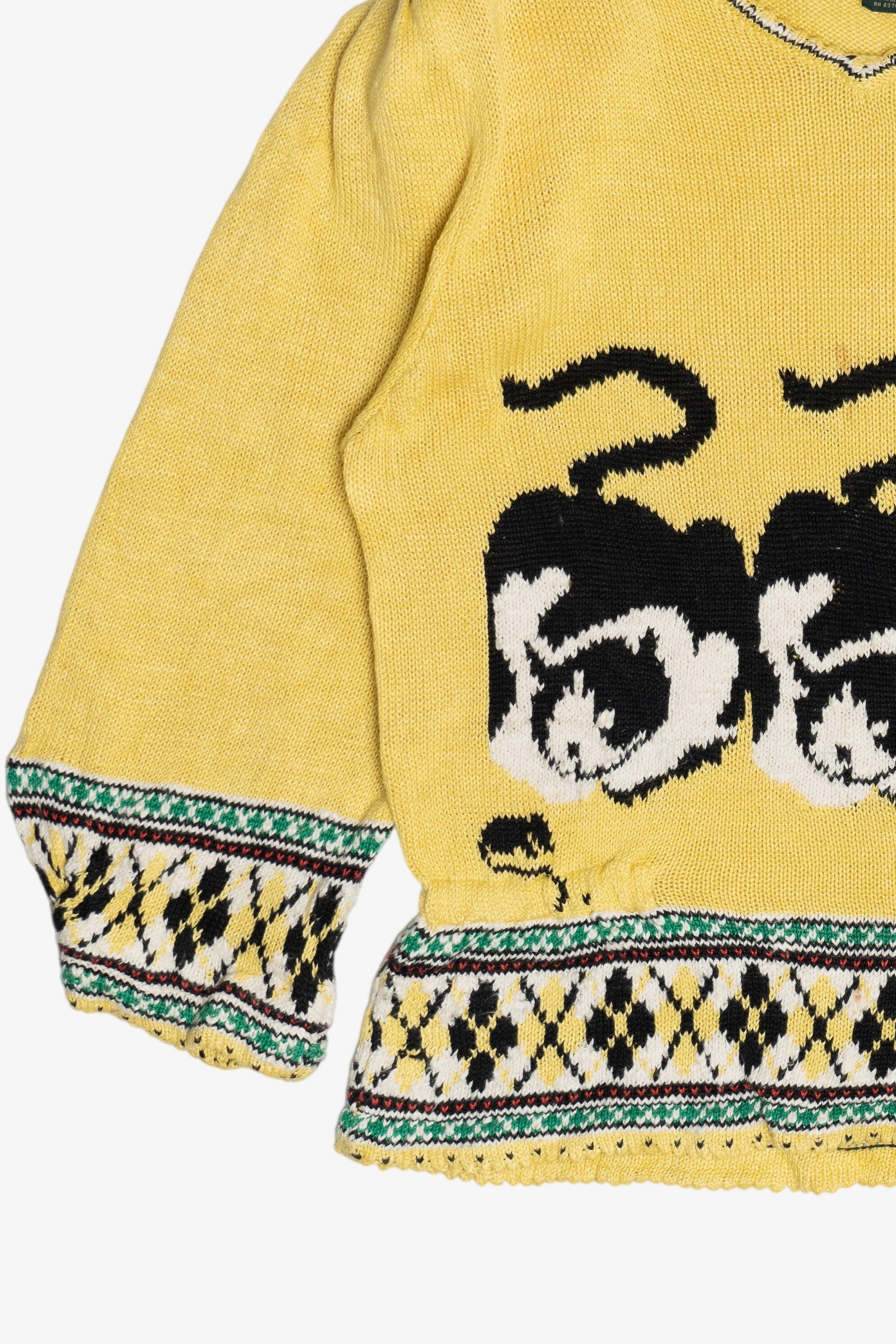 Vintage Cats And Mouse Puff Sleeve Graphic Sweater (1980s)