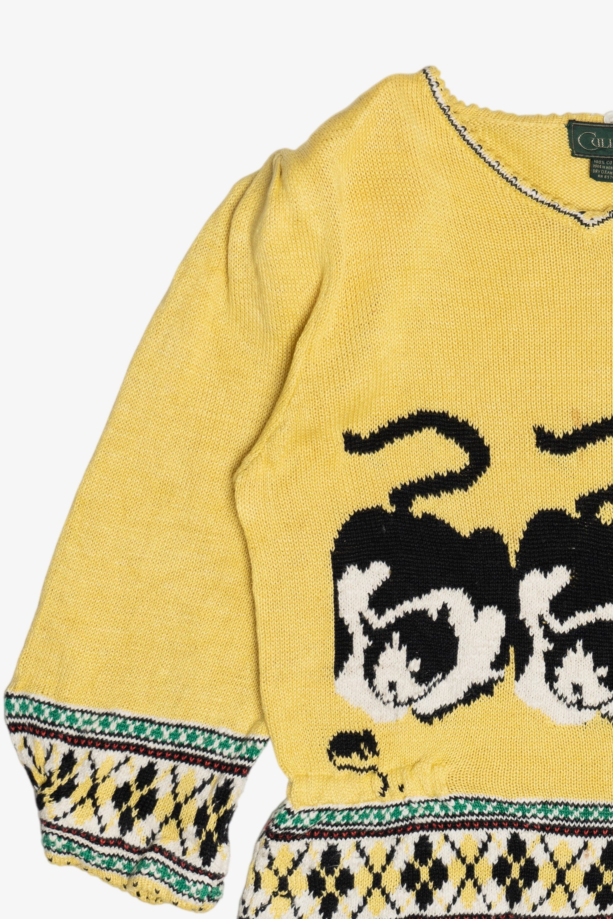 Vintage Cats And Mouse Puff Sleeve Graphic Sweater (1980s)