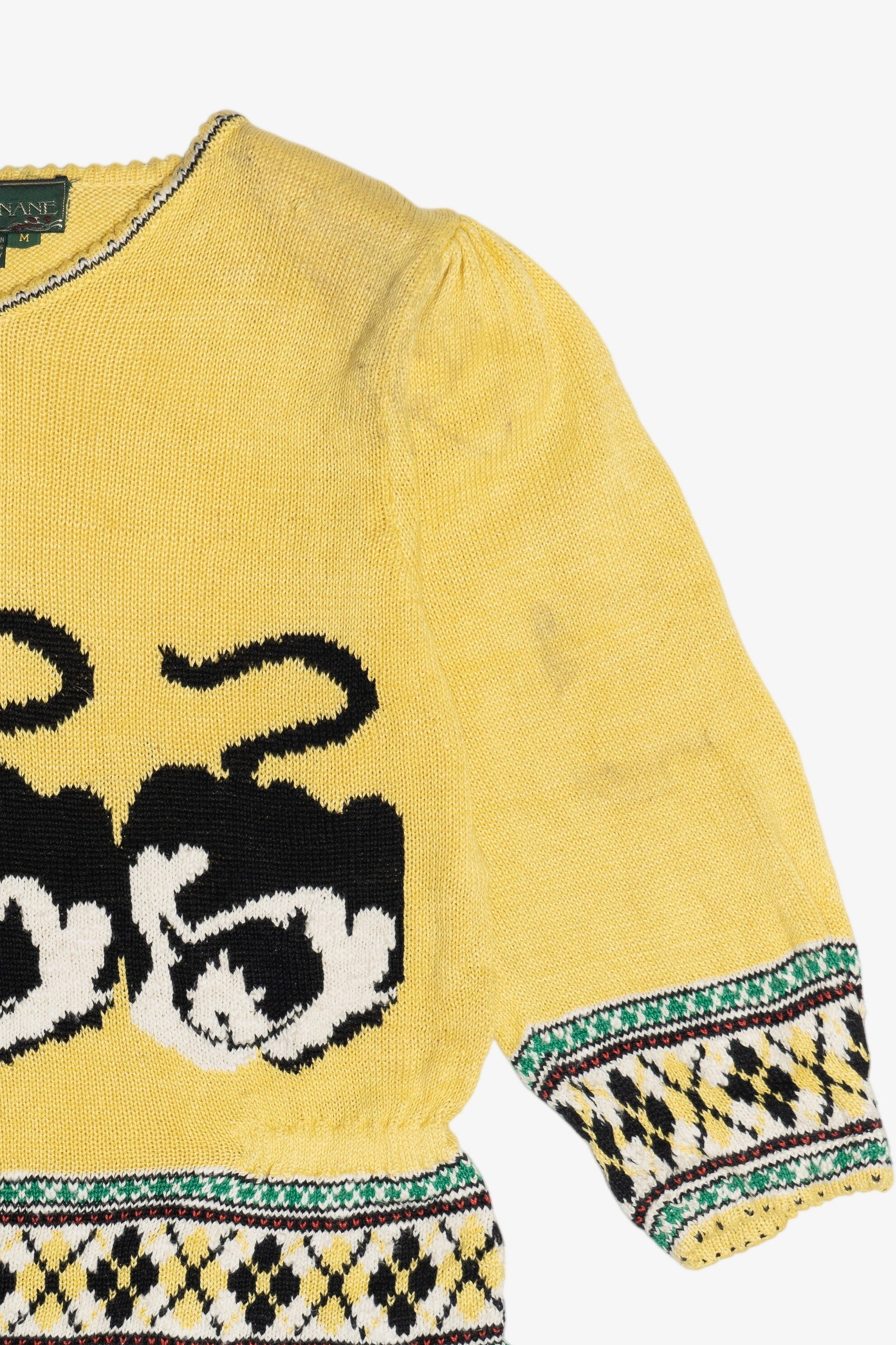 Vintage Cats And Mouse Puff Sleeve Graphic Sweater (1980s)