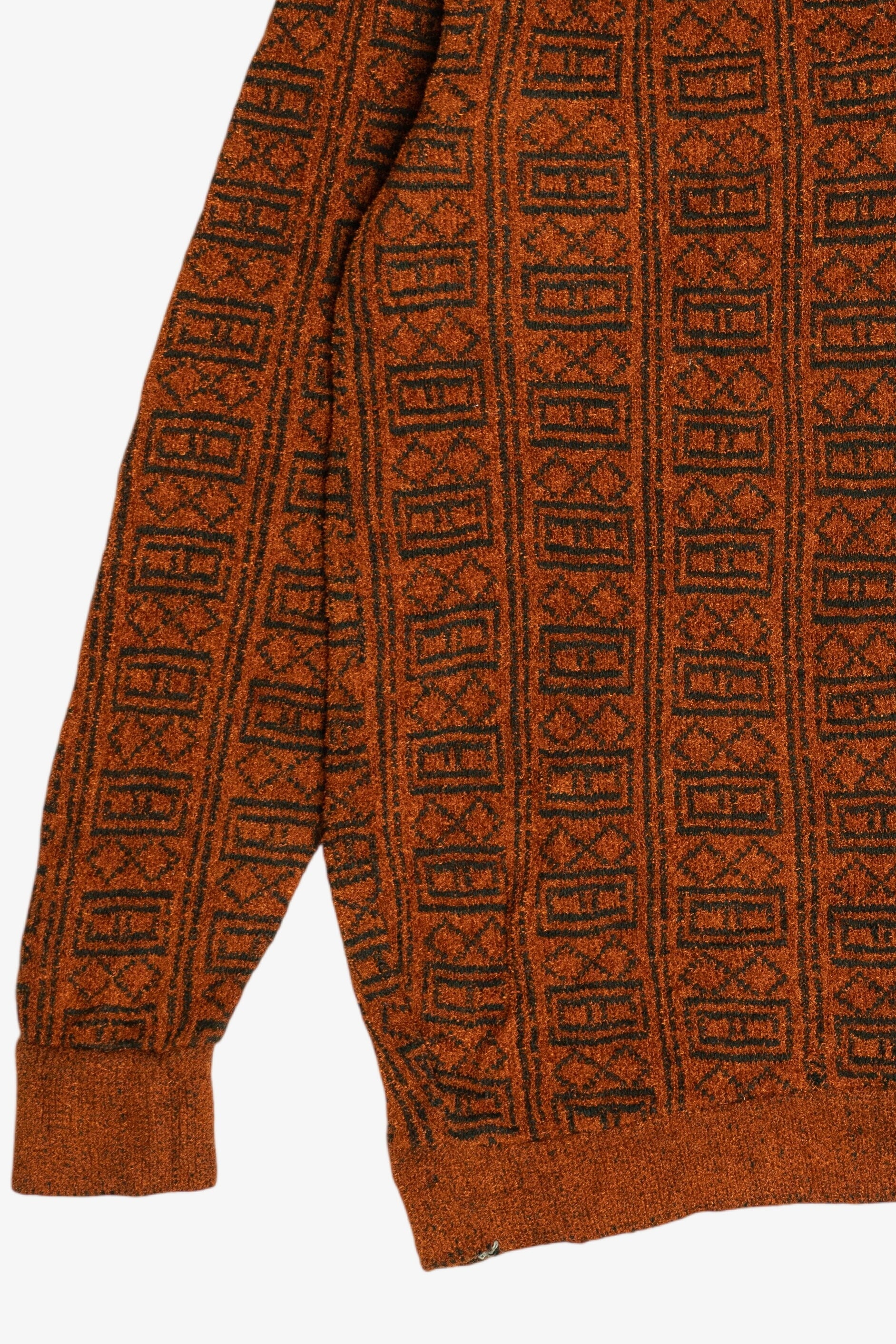 Vintage Burnt Orange V-Neck Chenille Sweater (1980s)