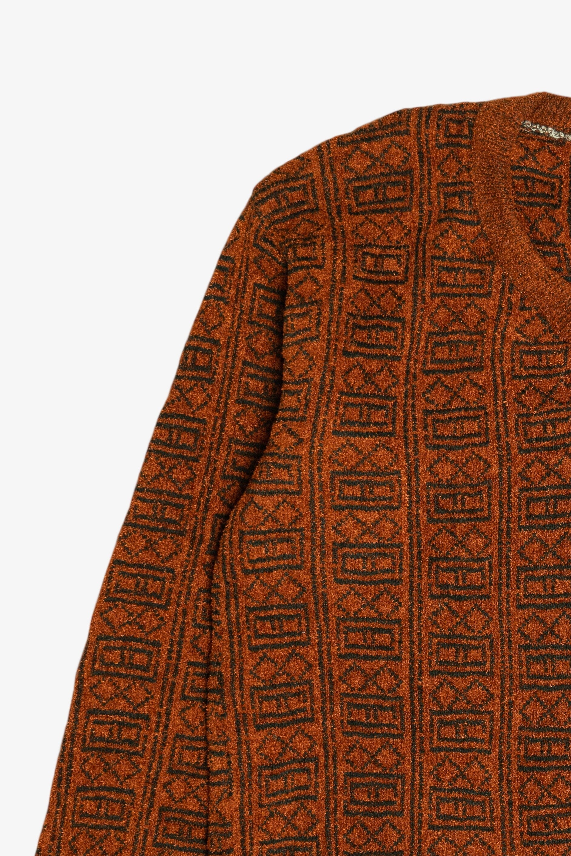 Vintage Burnt Orange V-Neck Chenille Sweater (1980s)