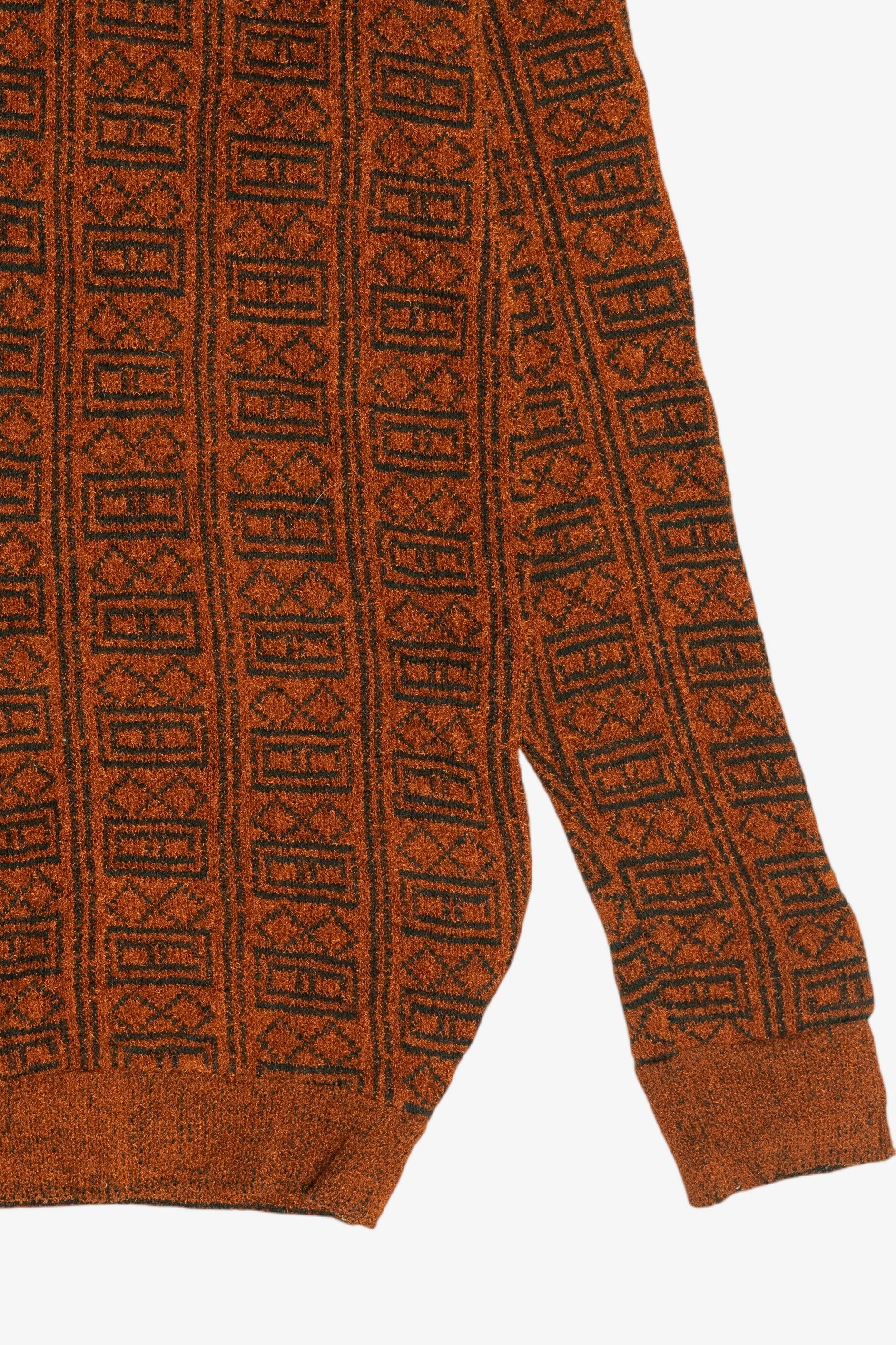 Vintage Burnt Orange V-Neck Chenille Sweater (1980s)