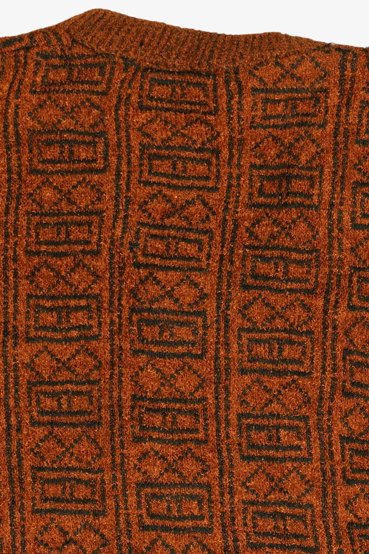 Vintage Burnt Orange V-Neck Chenille Sweater (1980s)