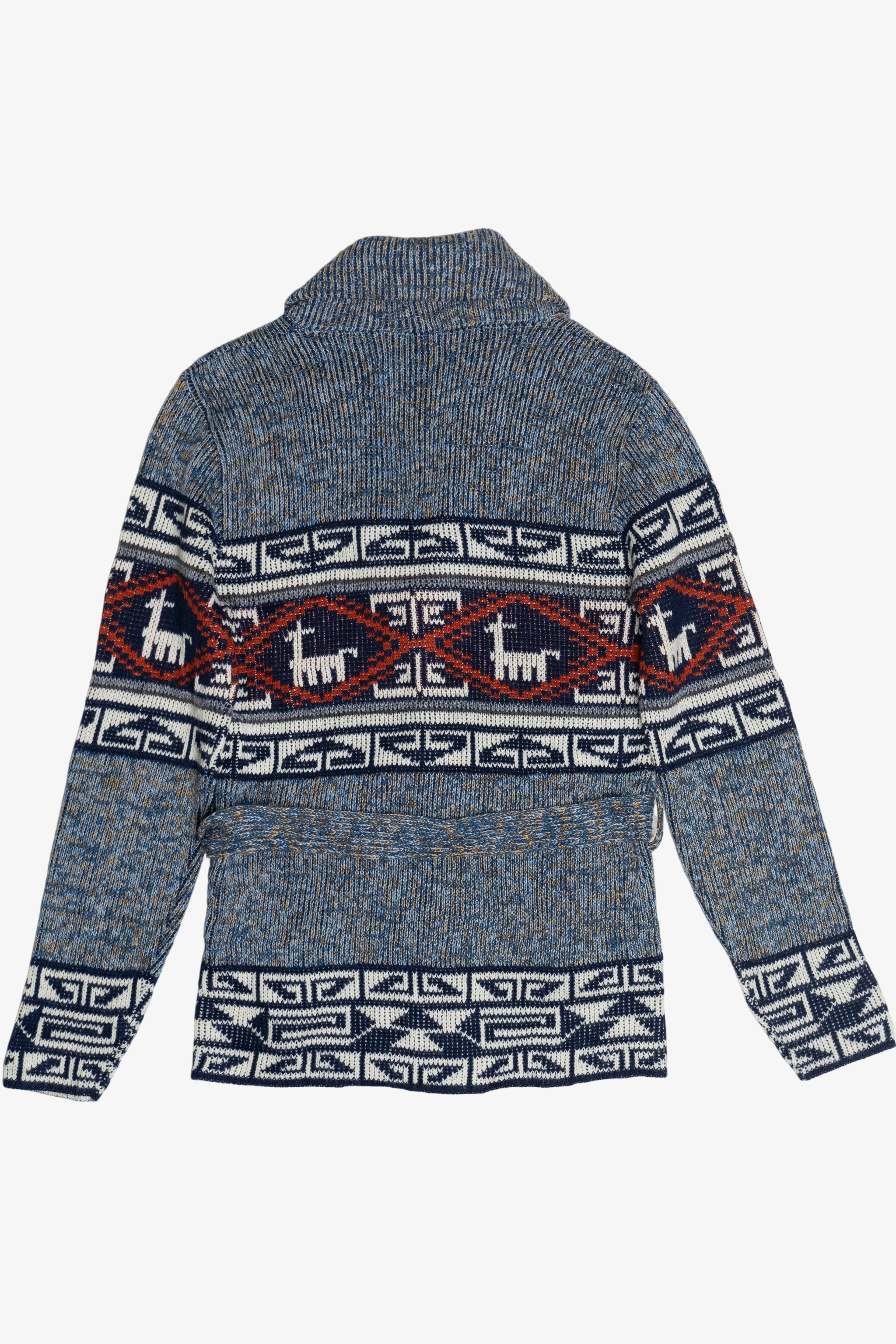 Vintage Llama Motif Shawl Collar Cardigan Sweater (1990s)