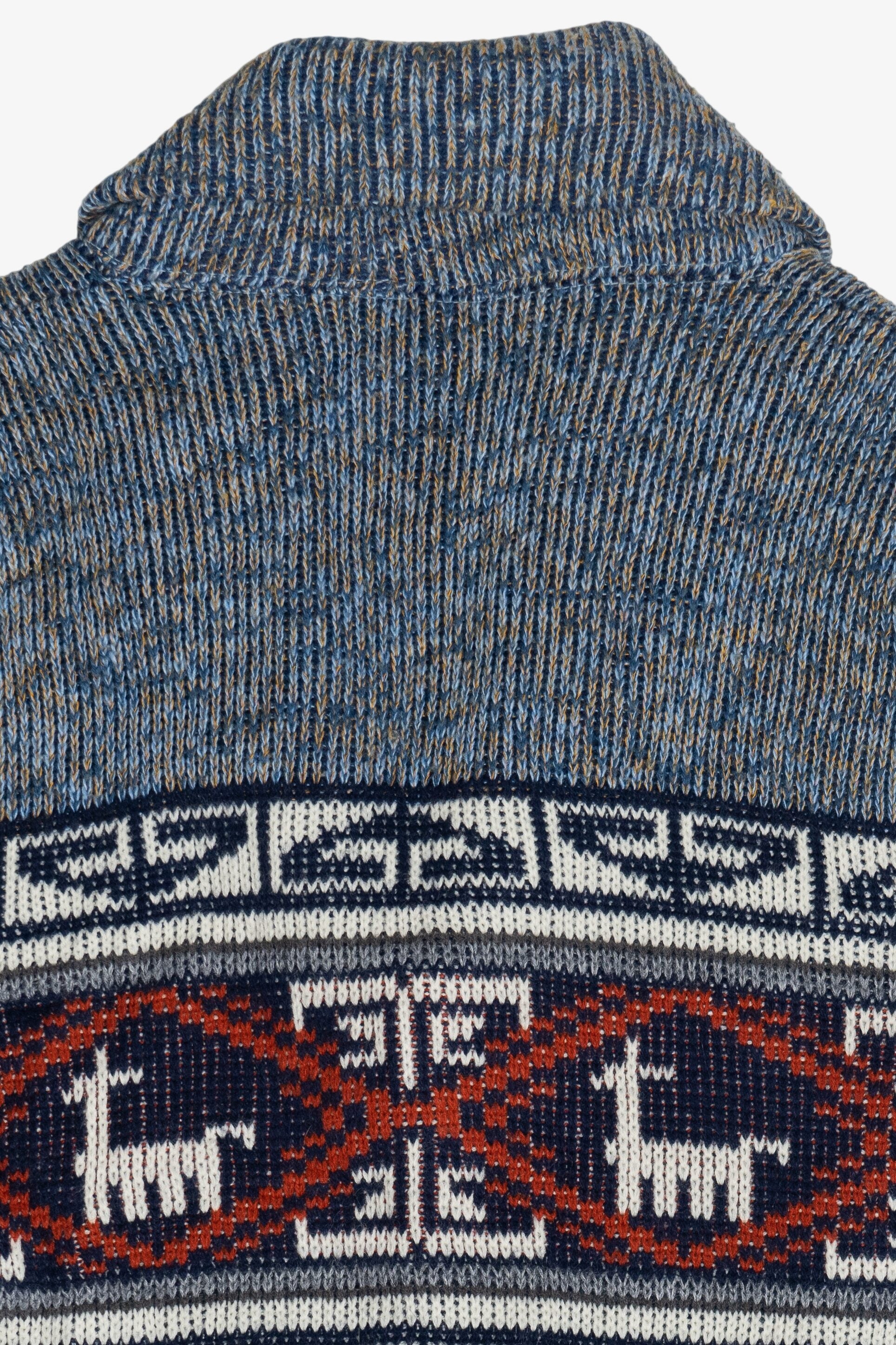Vintage Llama Motif Shawl Collar Cardigan Sweater (1990s)