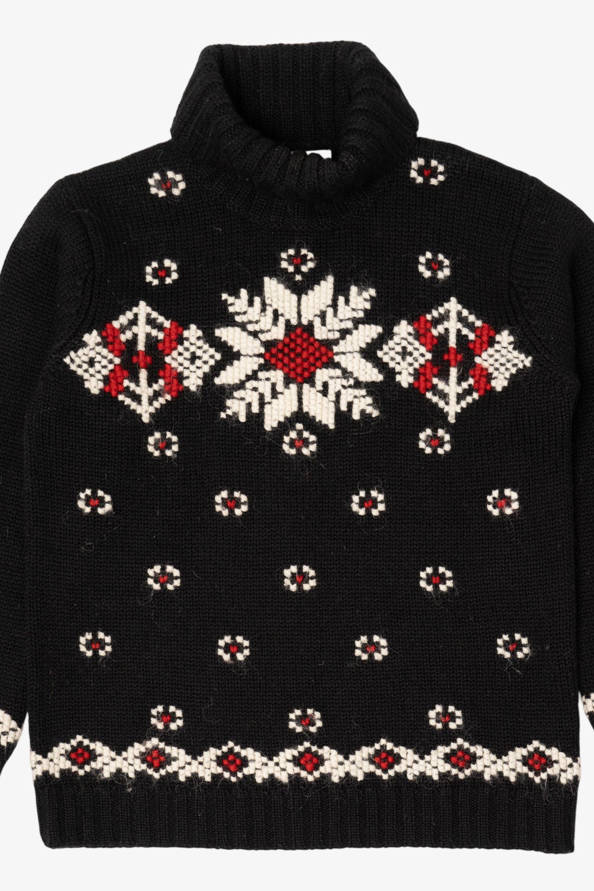 Vintage Black Jones New York Snowflake Turtleneck Sweater (1990s)