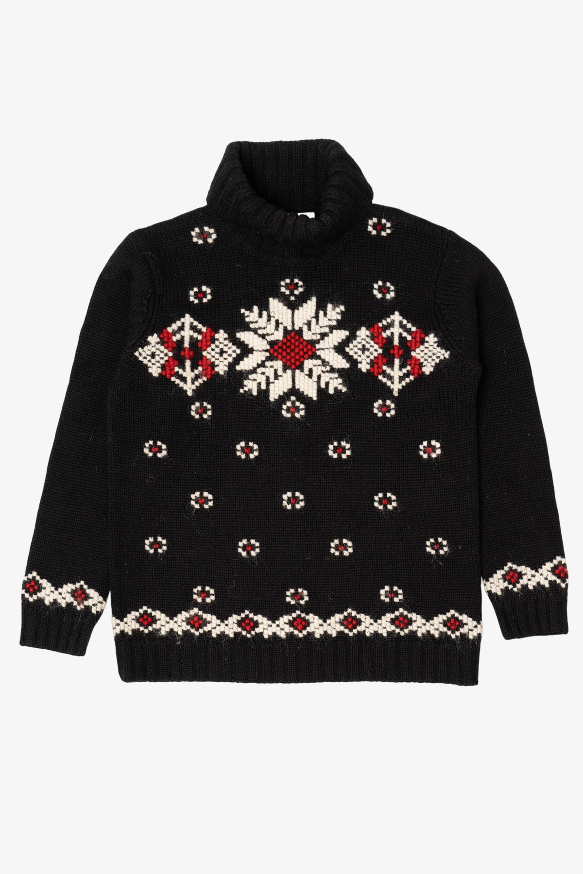 Vintage Black Jones New York Snowflake Turtleneck Sweater (1990s)