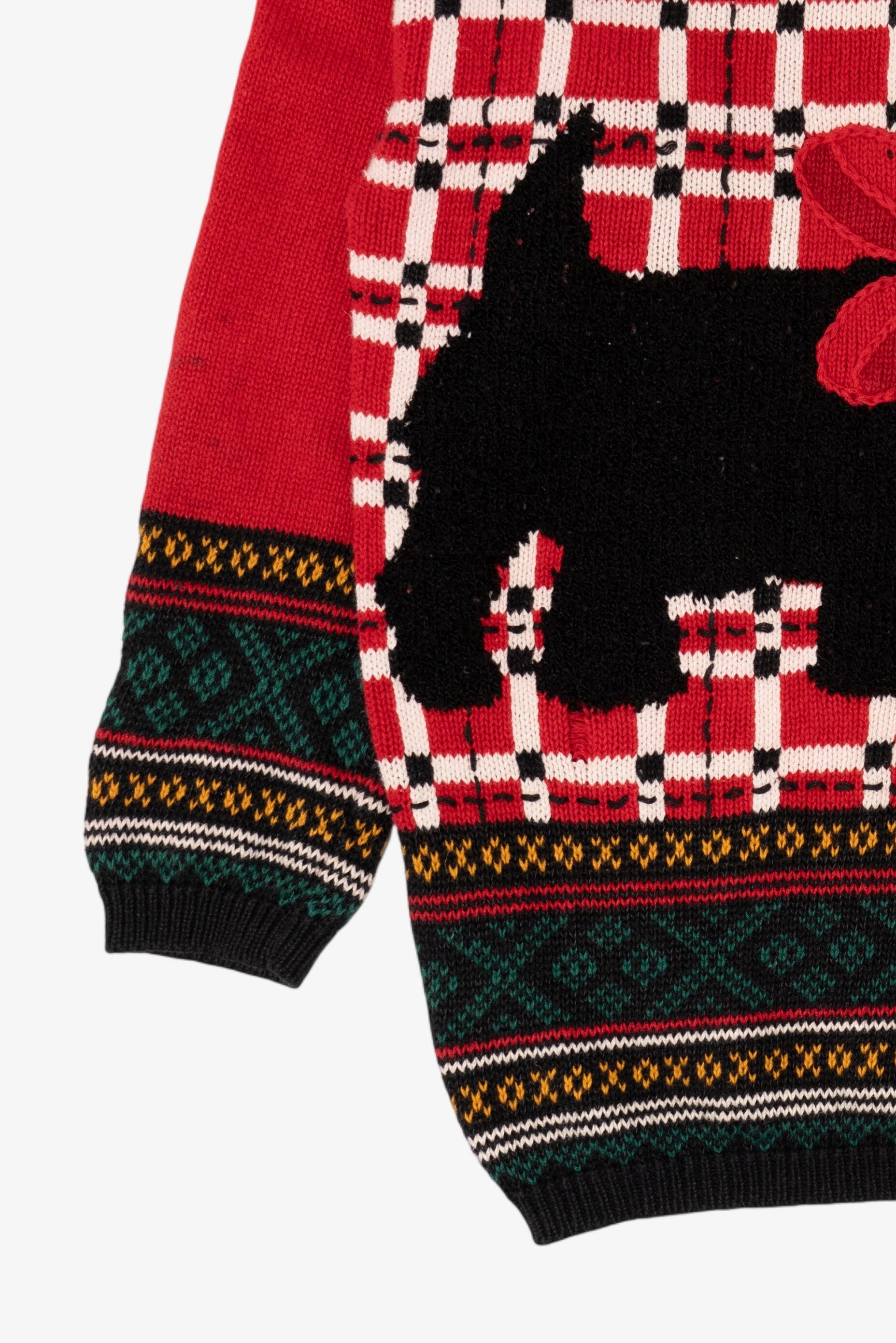 Vintage Red Casual Corner Black Schnauzer Dog Sweater (1990s)