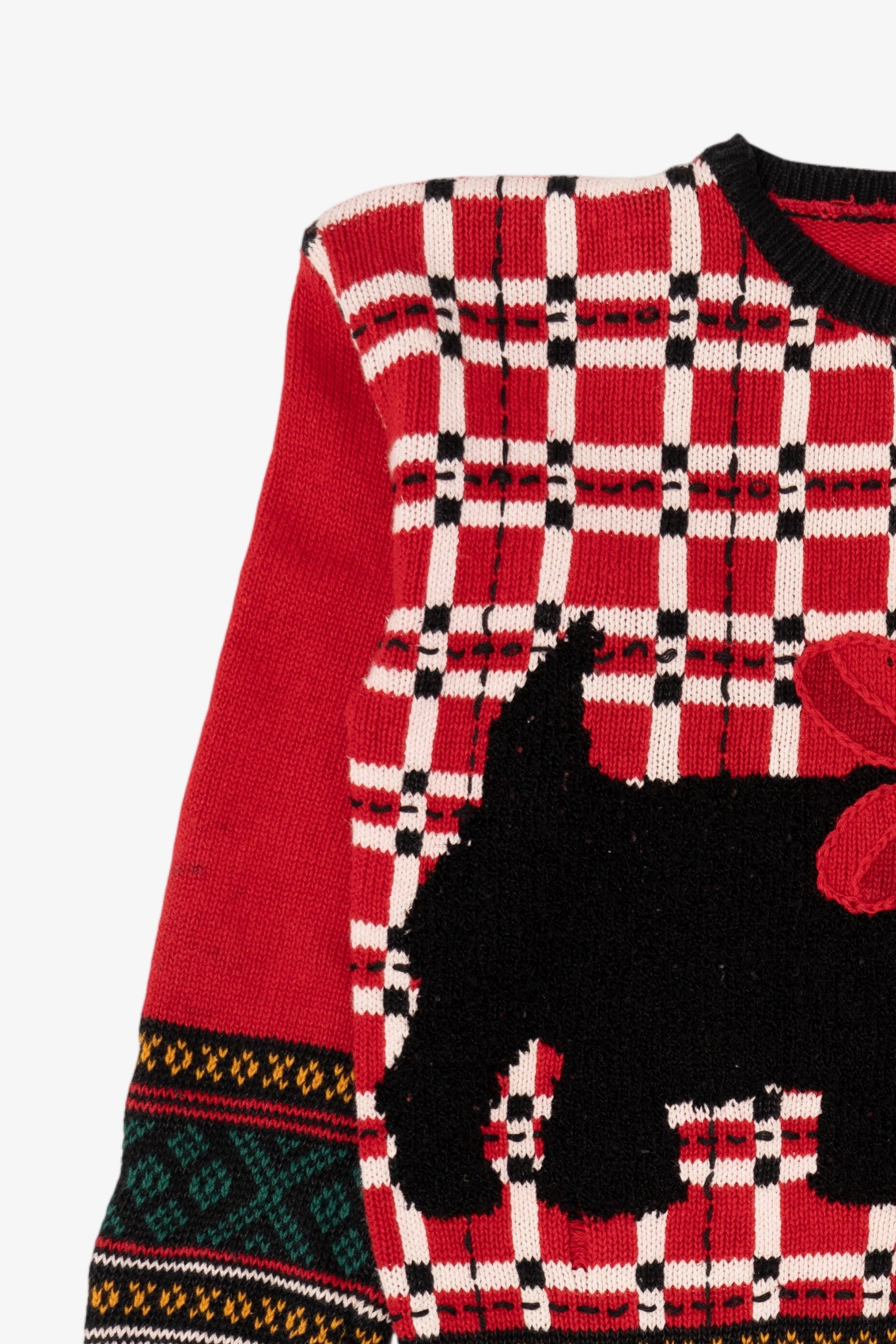 Vintage Red Casual Corner Black Schnauzer Dog Sweater (1990s)