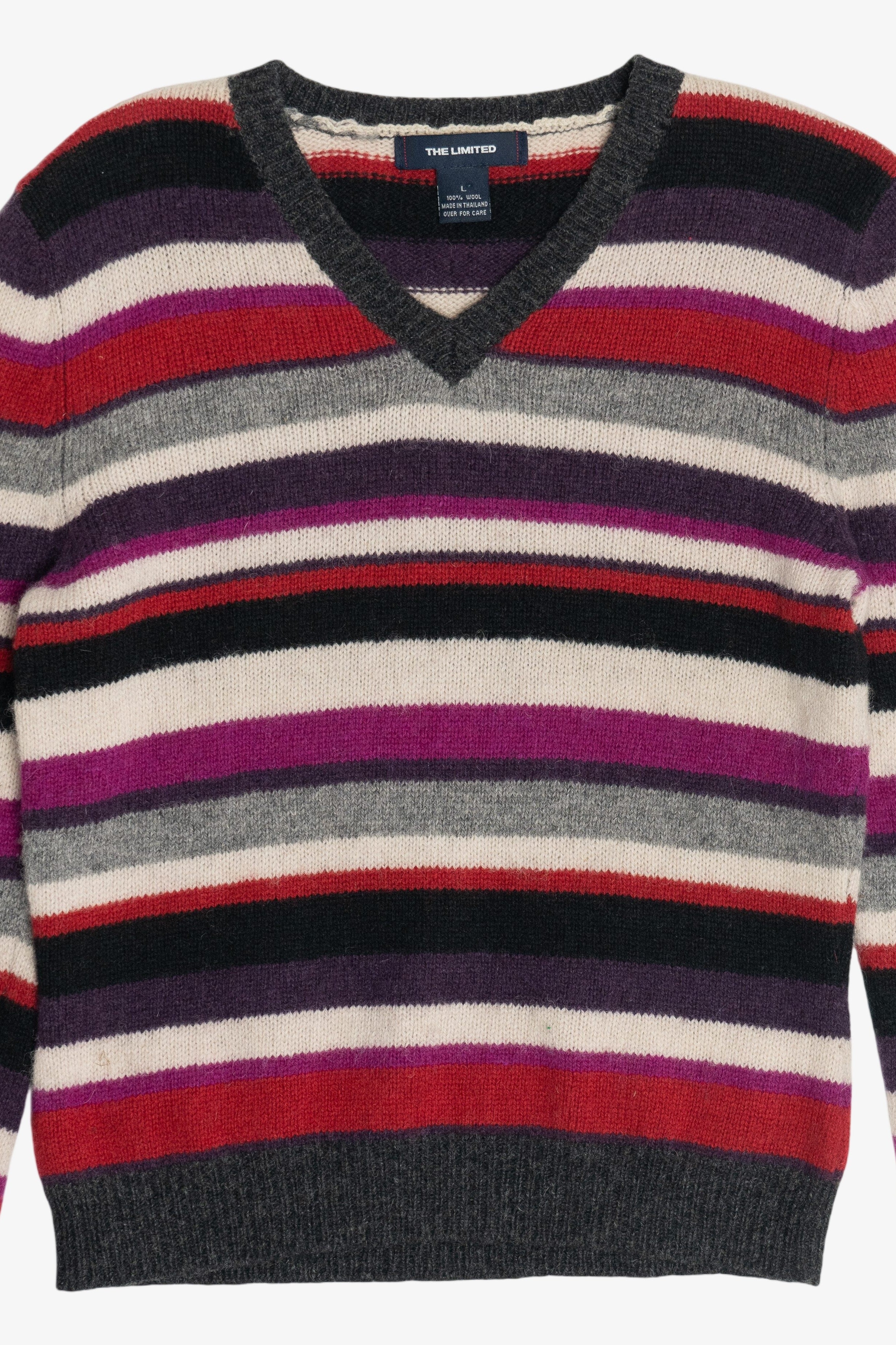 Vintage The Limited Striped V-Neck Wool Sweater (2000s)
