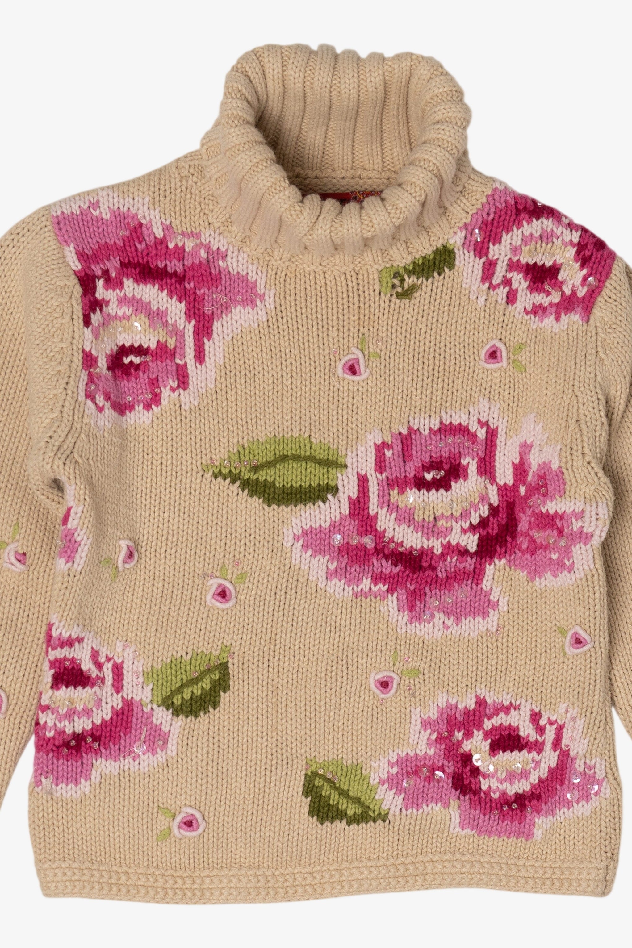Vintage Kid Sized Skyr Beige Floral Sweater (1980s)