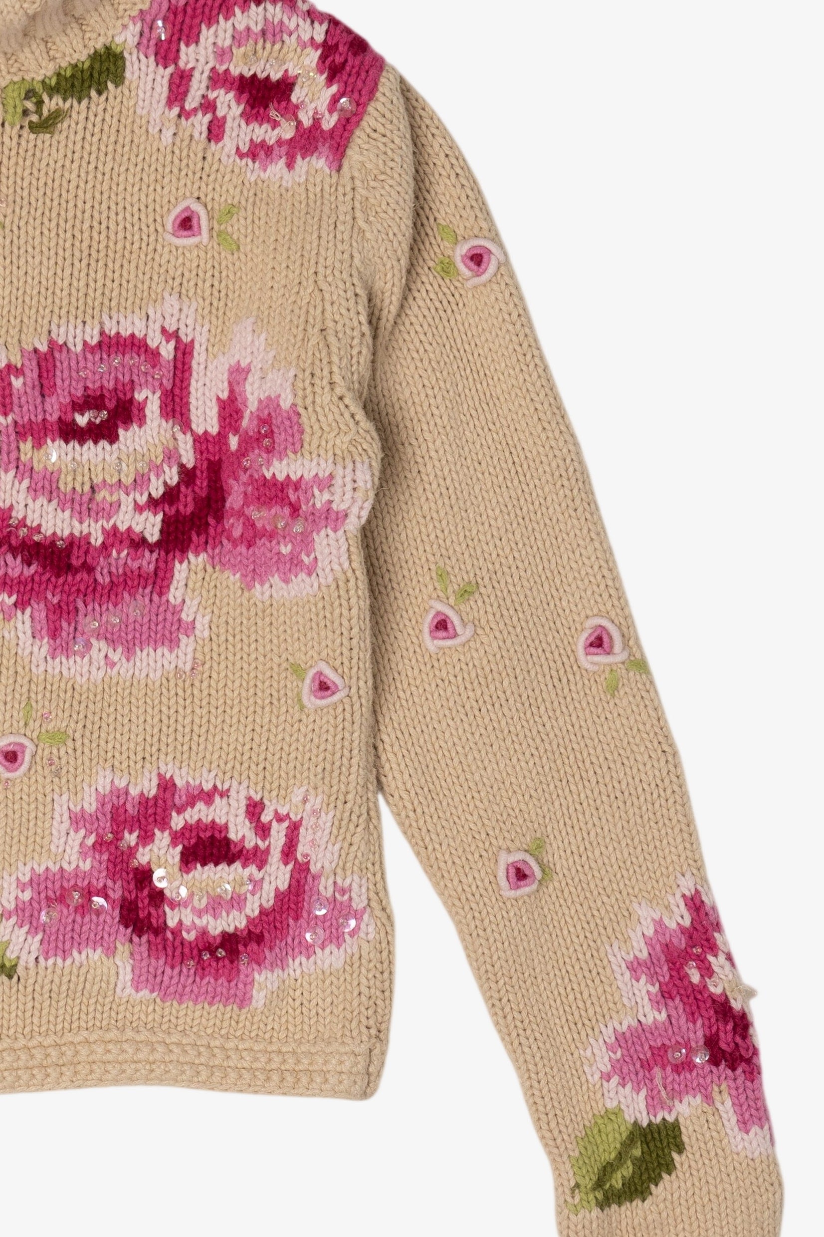 Vintage Kid Sized Skyr Beige Floral Sweater (1980s)