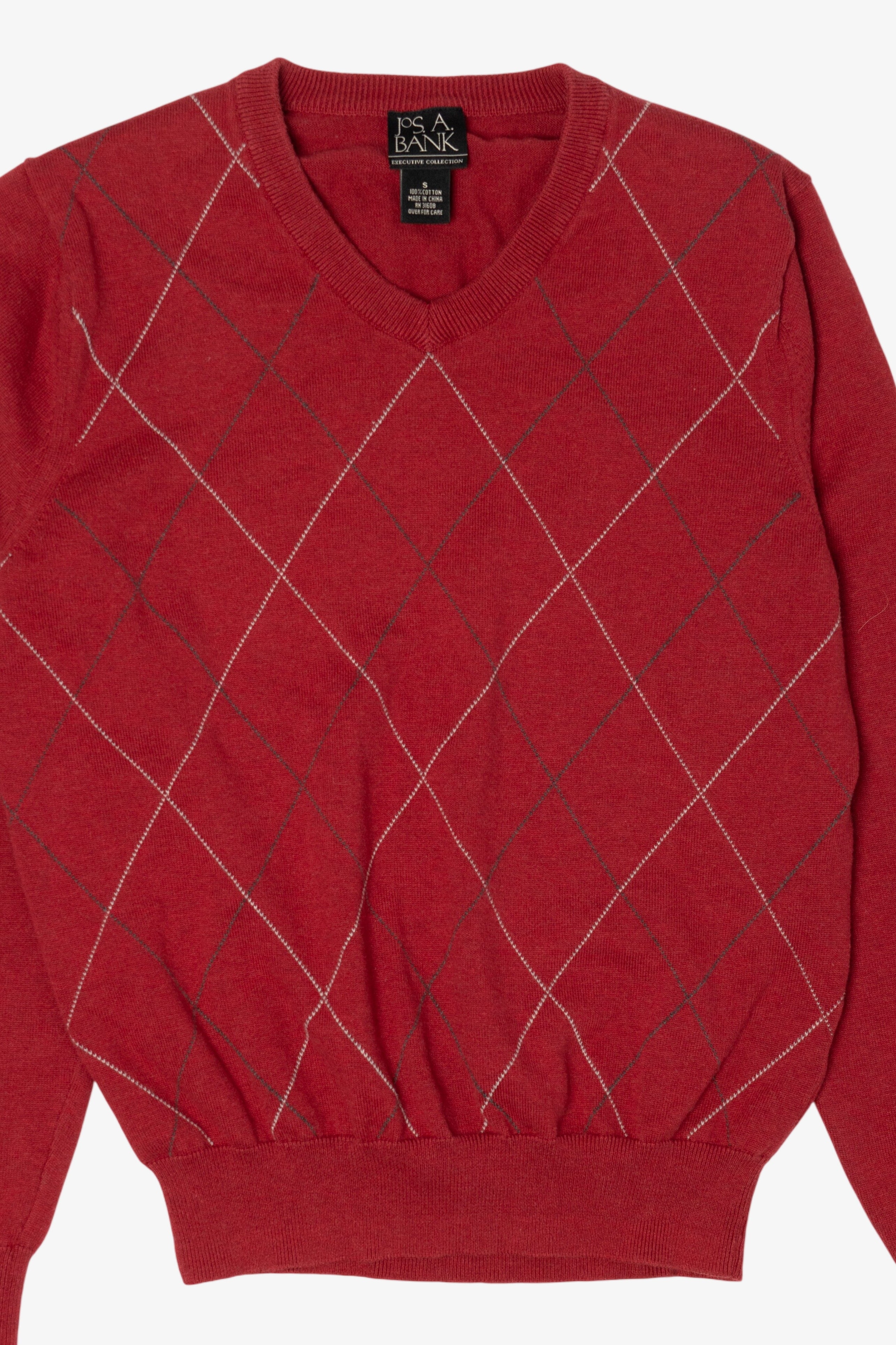 Vintage Red Jos. A. Bank Argyle Sweater (2000s)