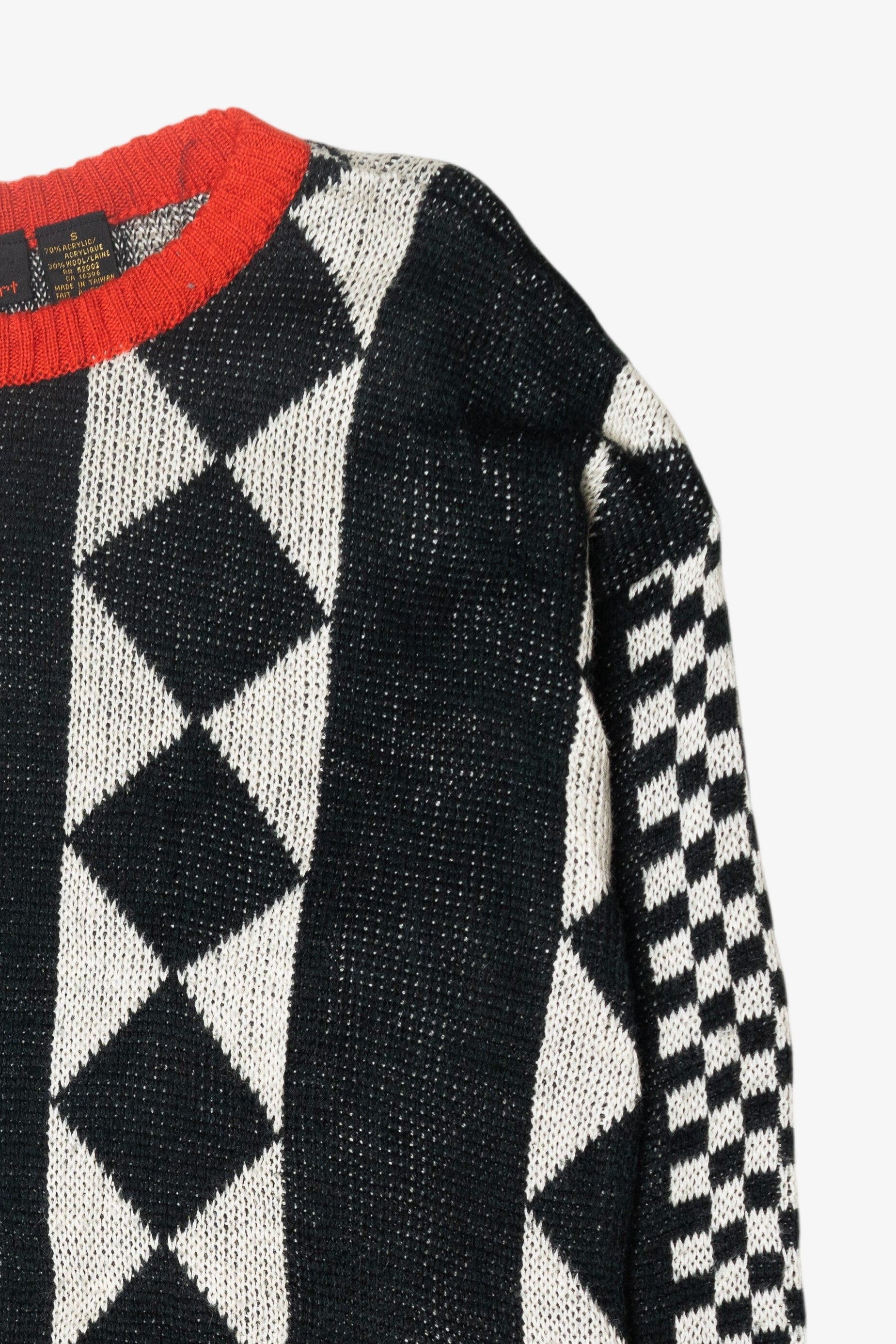 Vintage Lizsport Diamond Check Graphic Sweater (1980s)