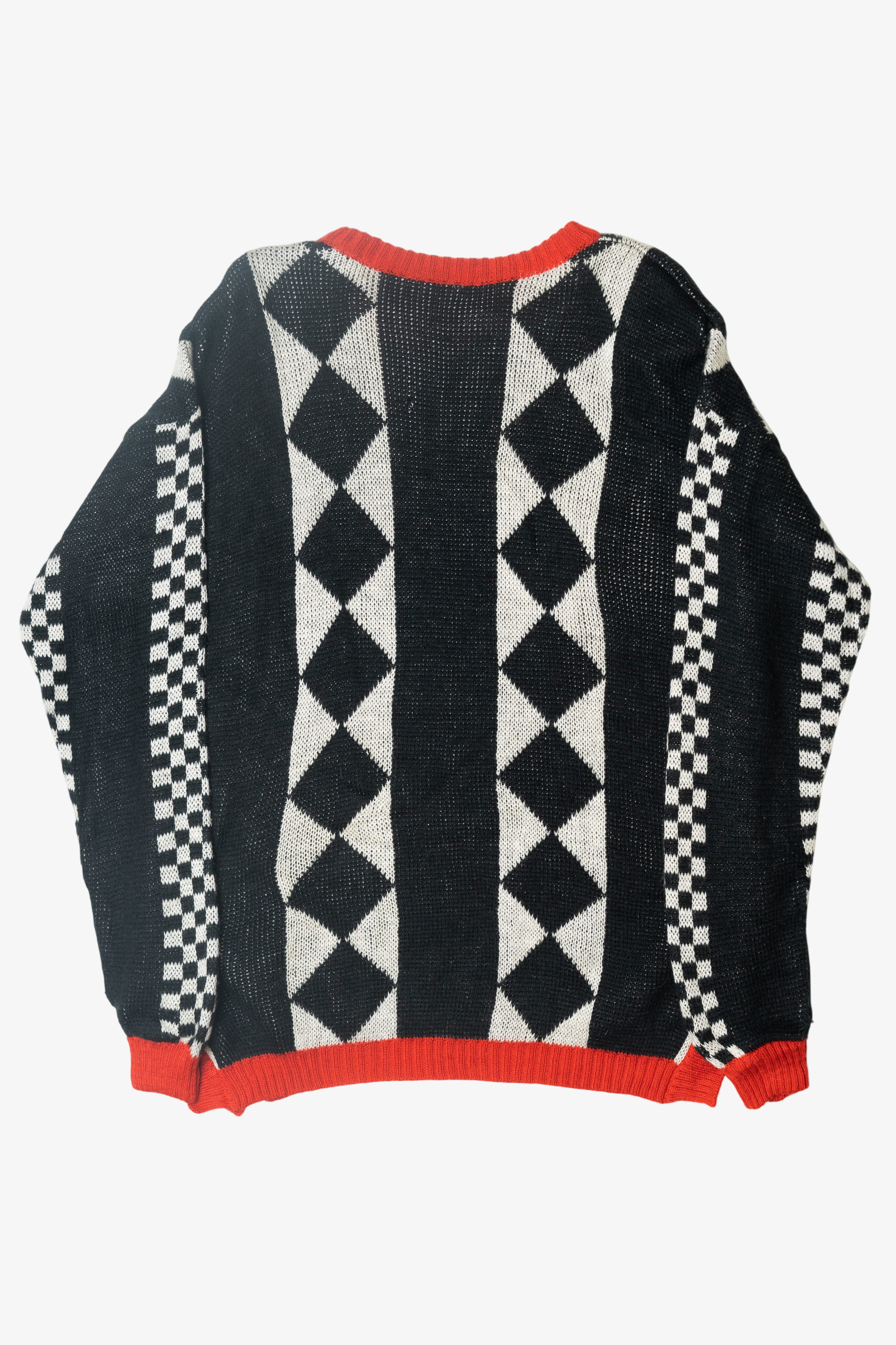 Vintage Lizsport Diamond Check Graphic Sweater (1980s)