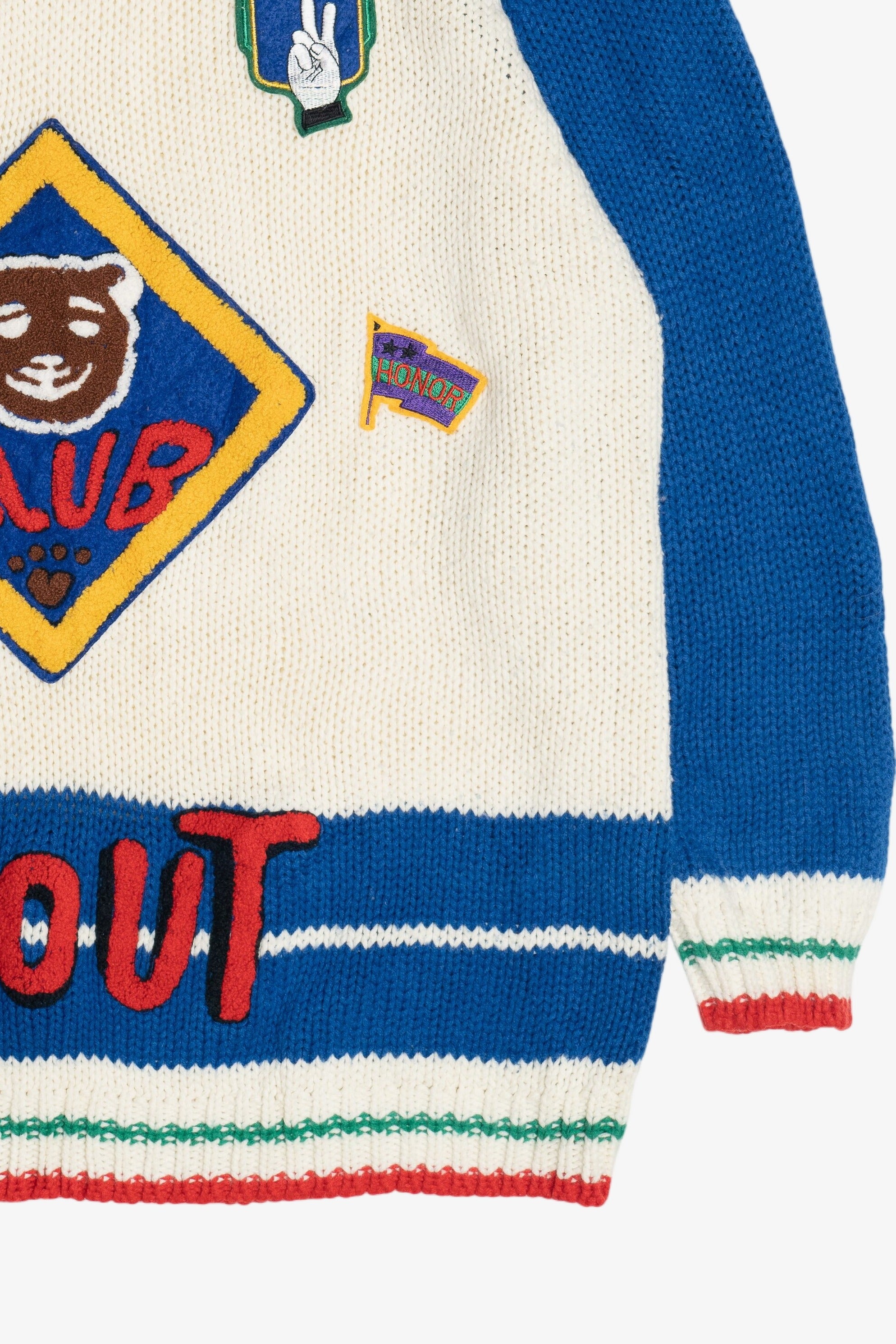 Vintage "Club Scout" Patches Color Block Sweater (1980s)