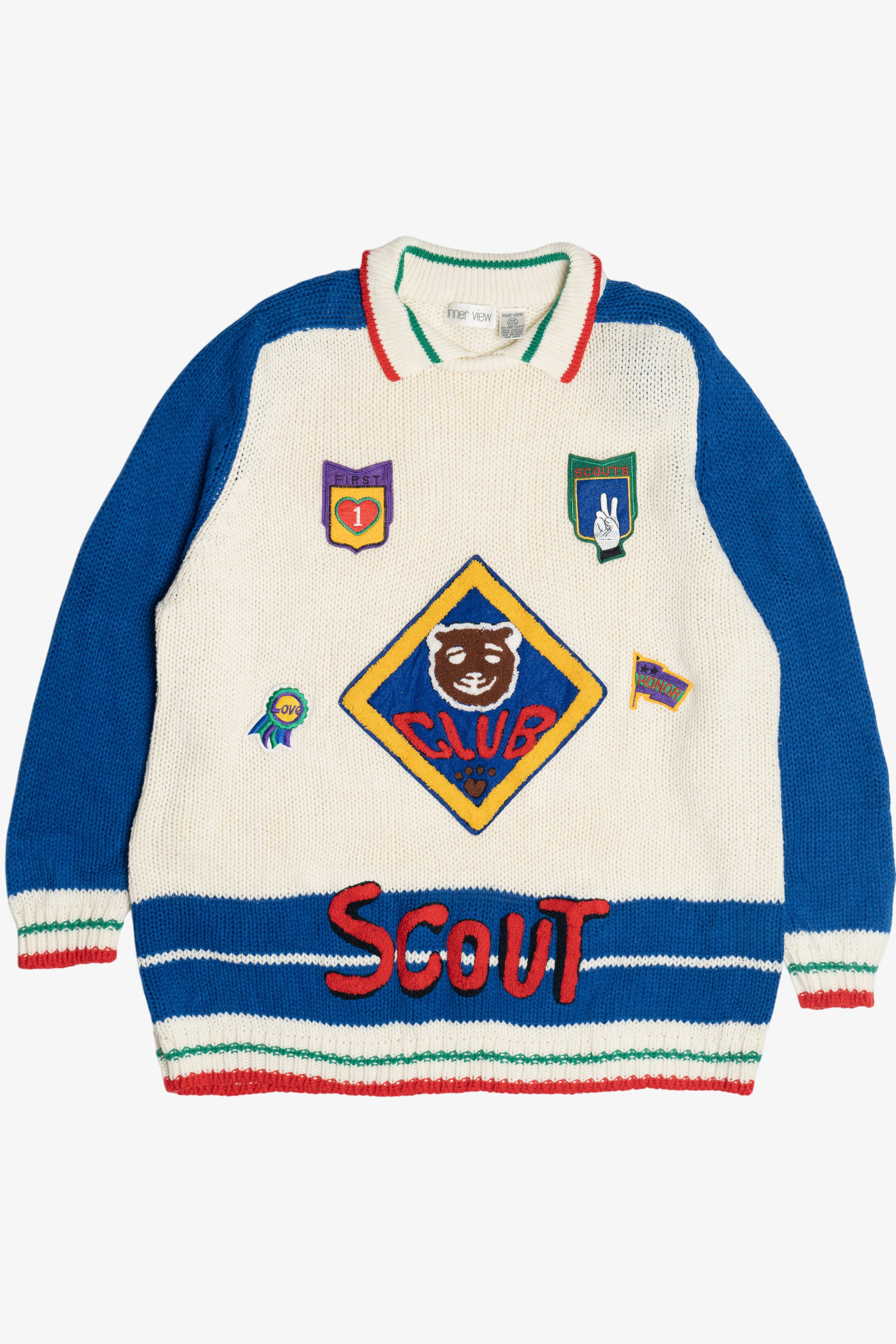 Vintage "Club Scout" Patches Color Block Sweater (1980s)