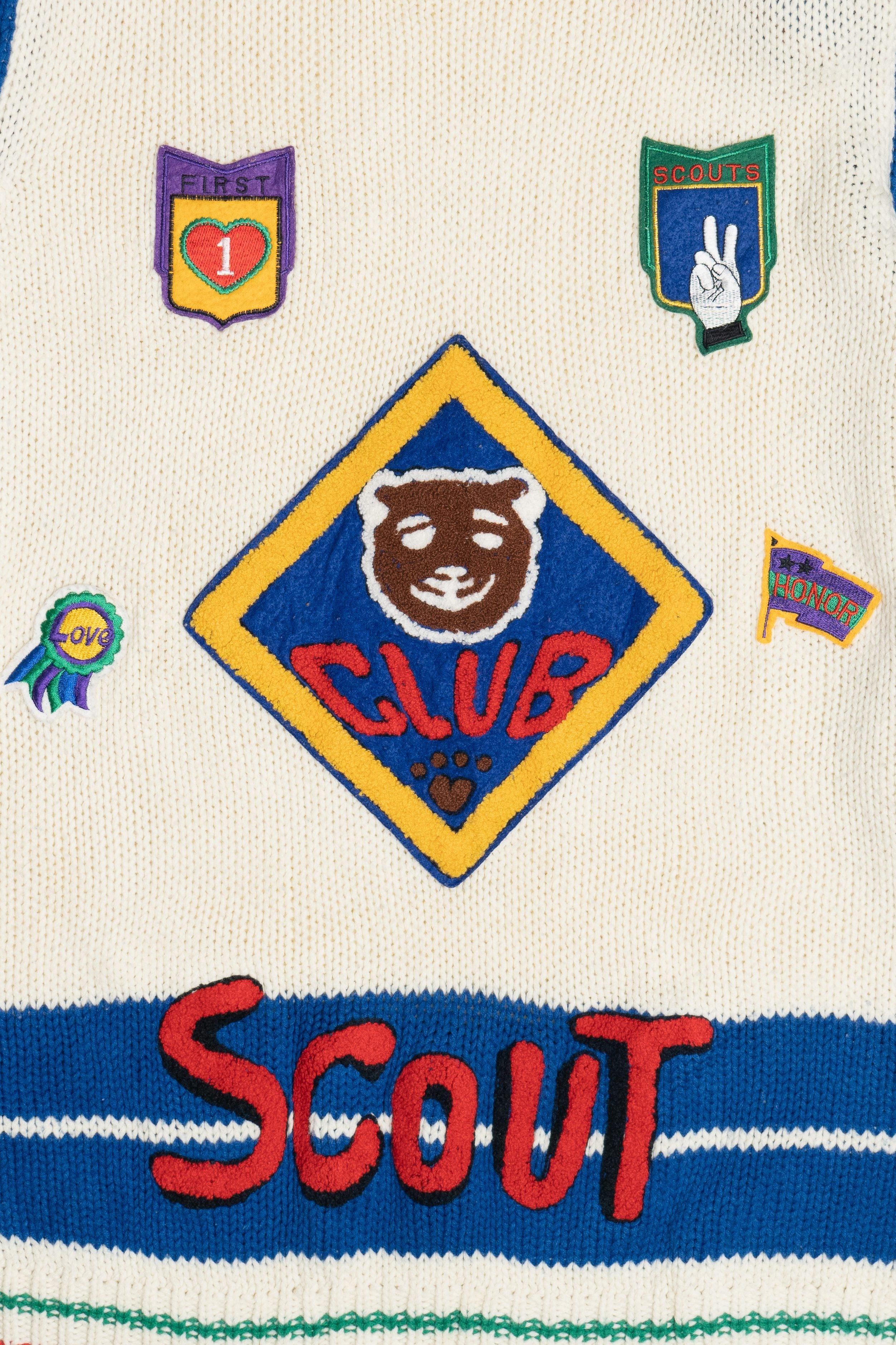 Vintage "Club Scout" Patches Color Block Sweater (1980s)