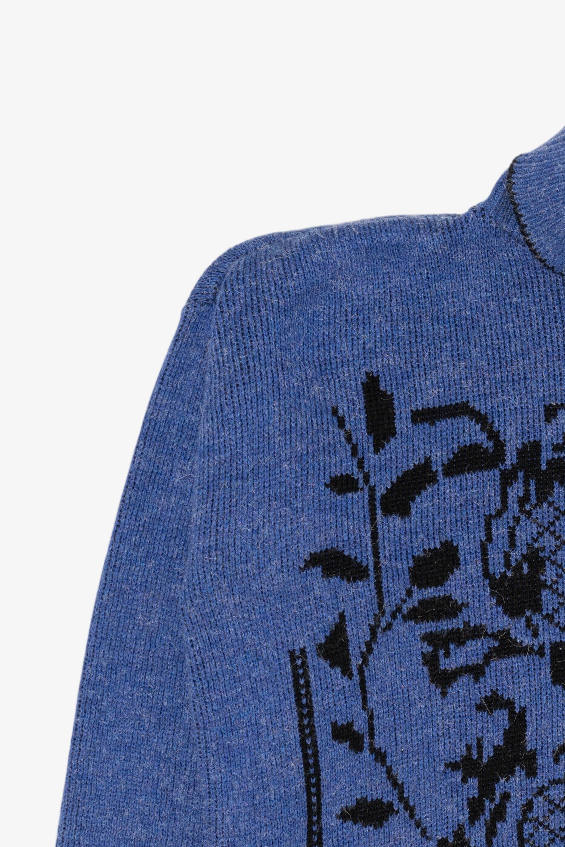 Vintage Blue Graphic Turtleneck Sweater (1990s)