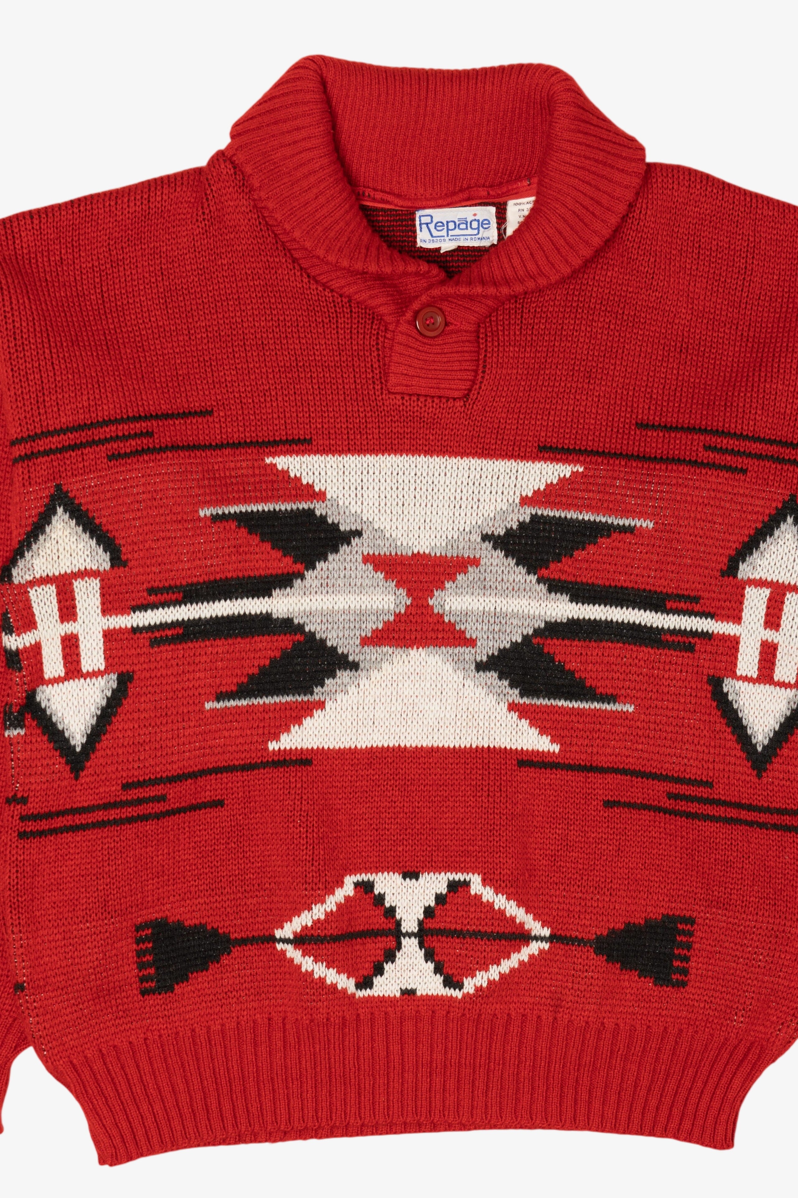 Vintage Red Repage Aztec Graphic Sweater (1990s)