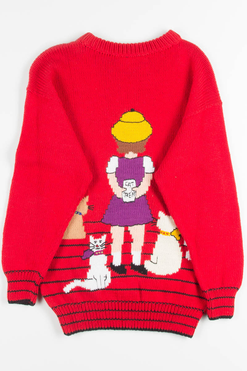 Vintage Red Cat Treats Sweater