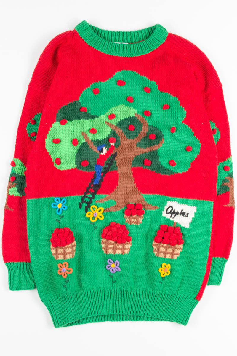 Vintage Red Apple Picking Sweater