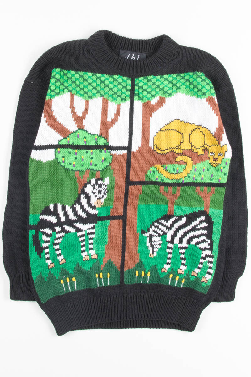 Vintage Zebra & Lion Sweater