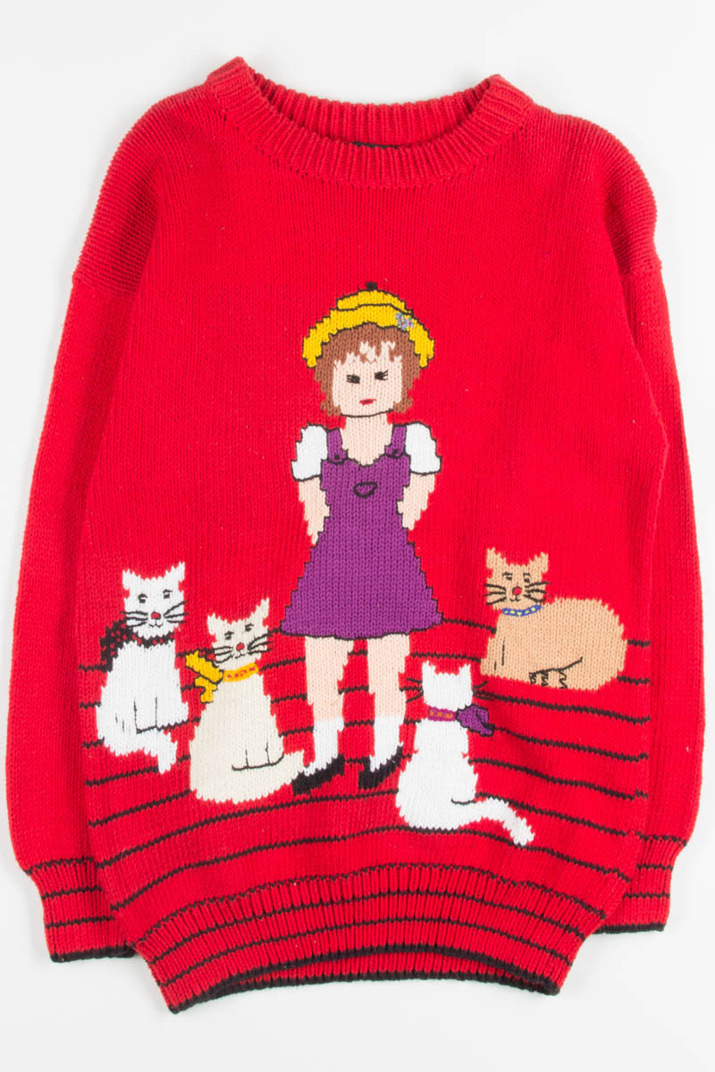 Vintage Red Cat Treats Sweater