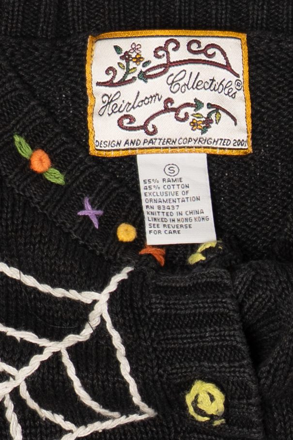 Vintage Embroidered Halloween Pumpkins And Spiders Distressed Sweater (2000s)