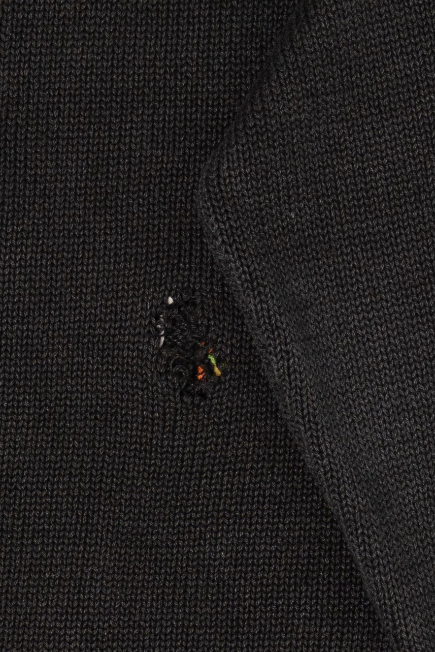 Vintage Embroidered Halloween Pumpkins And Spiders Distressed Sweater (2000s)