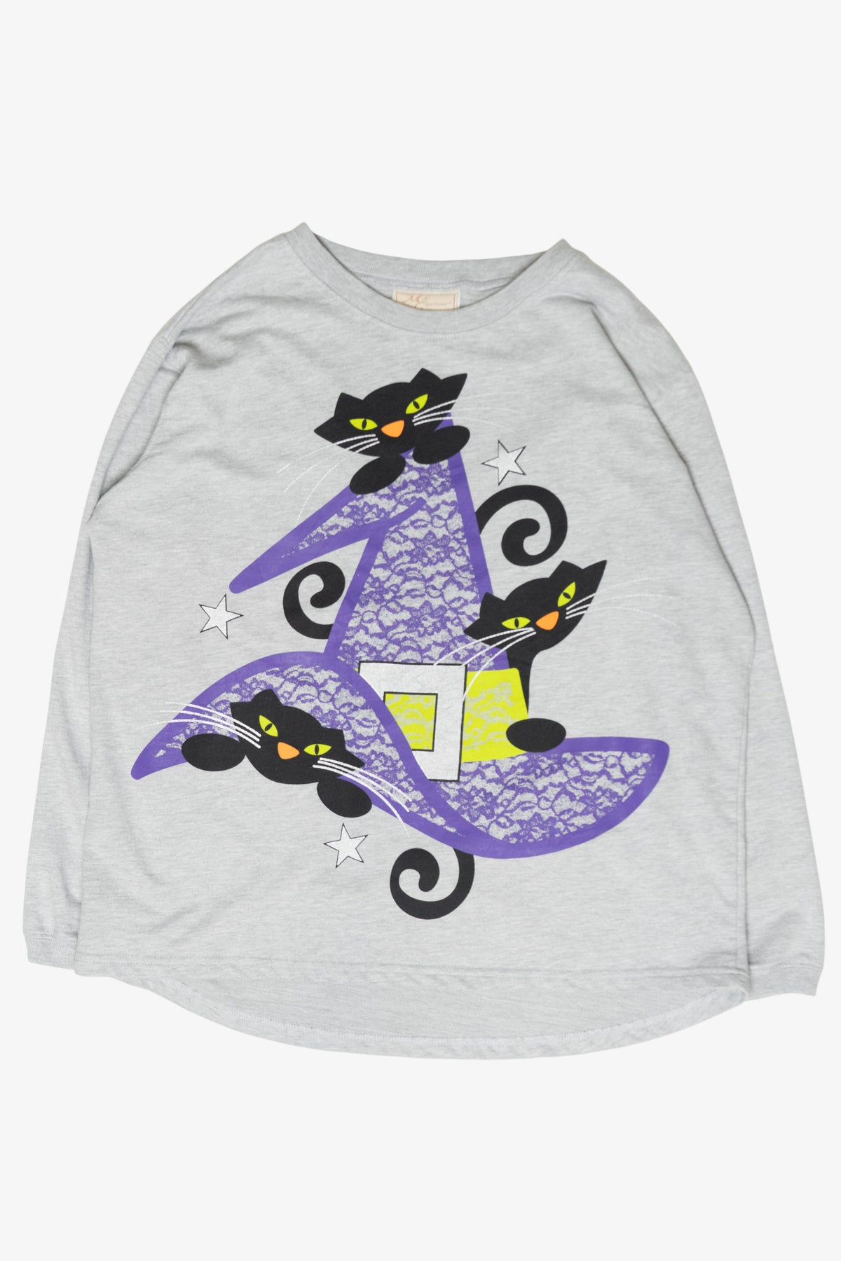 Witch Hat Black Cats Vintage Halloween Sweatshirt (2000s)