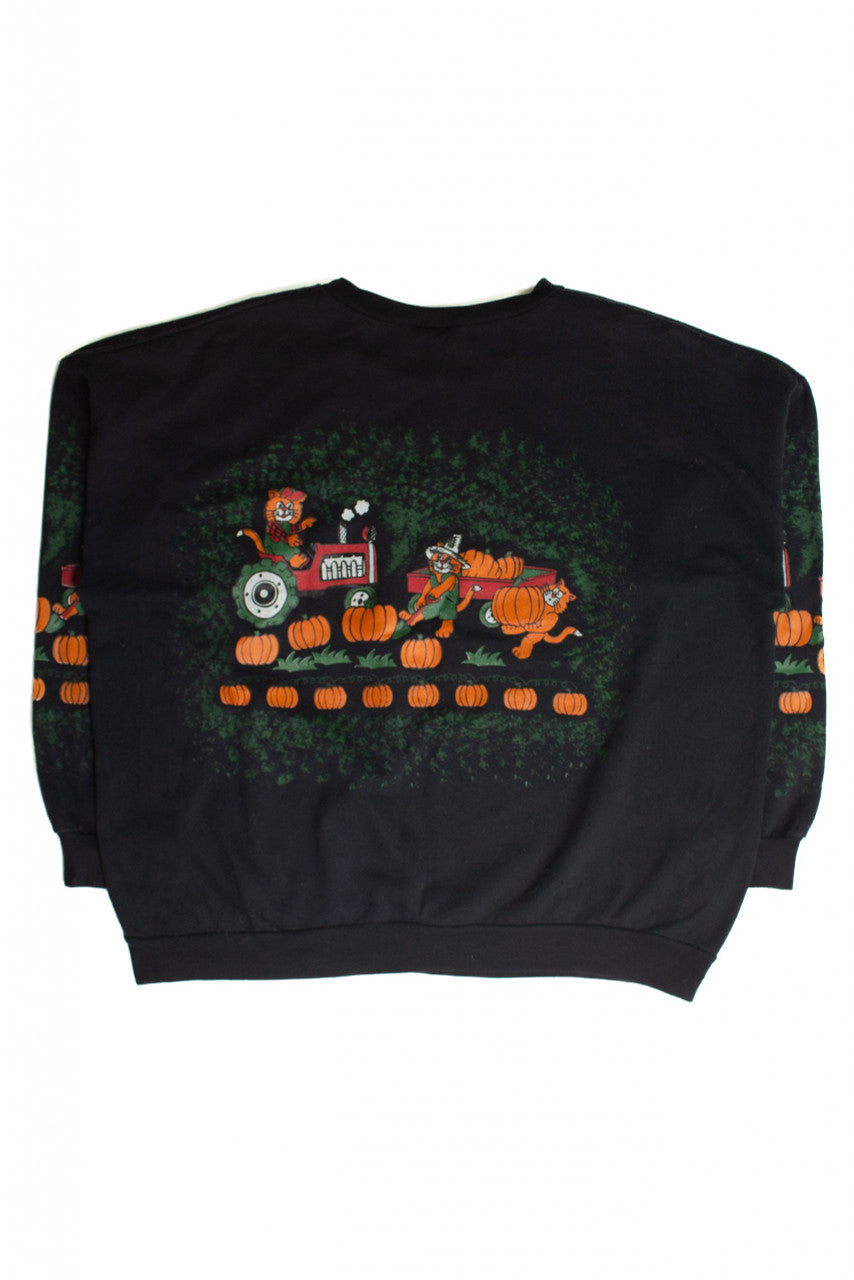 Vintage Farm Cats Halloween Sweatshirt (1990s)